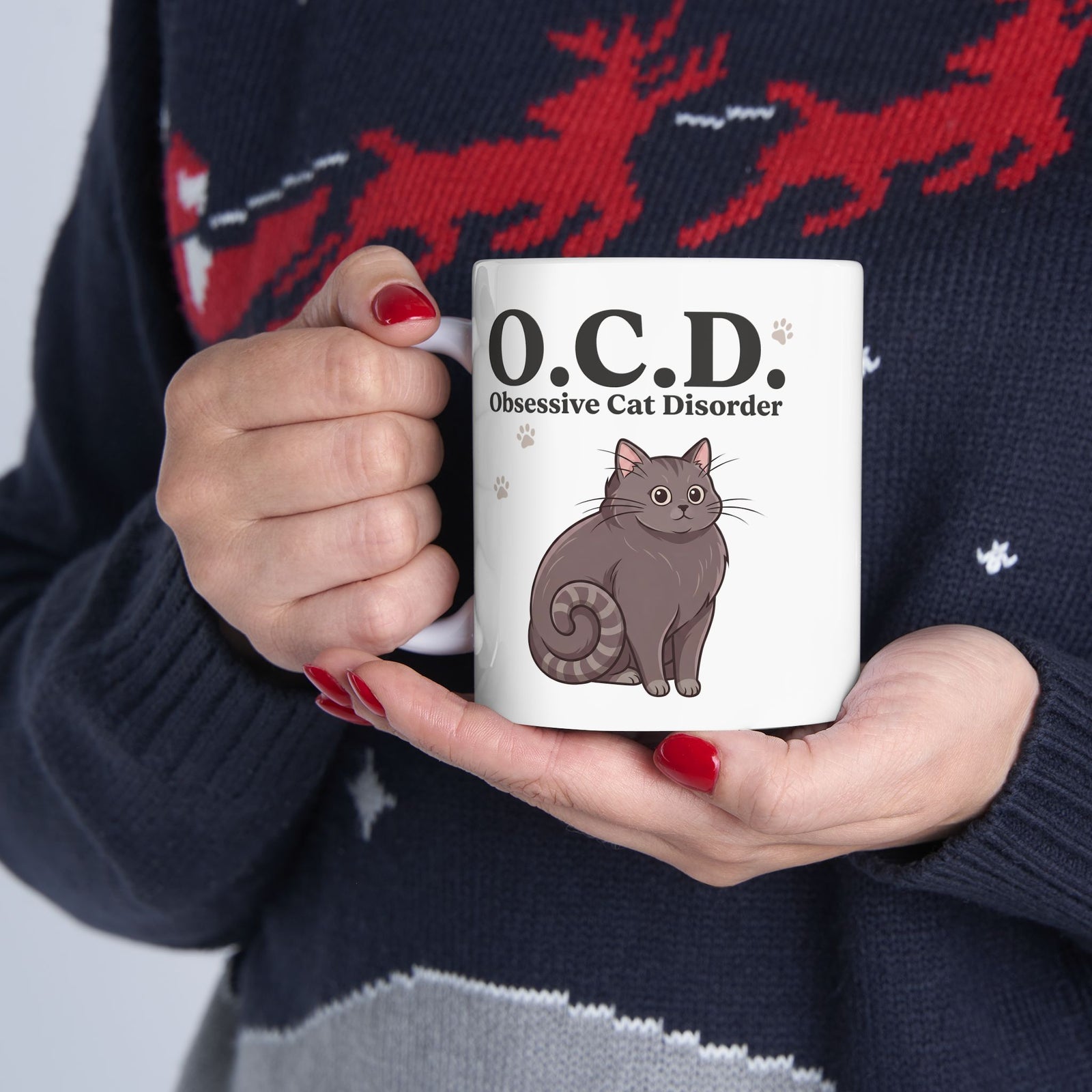 Obsessive Cat Disorder Ceramic Mug — O.C.D. Cat Lover Mug