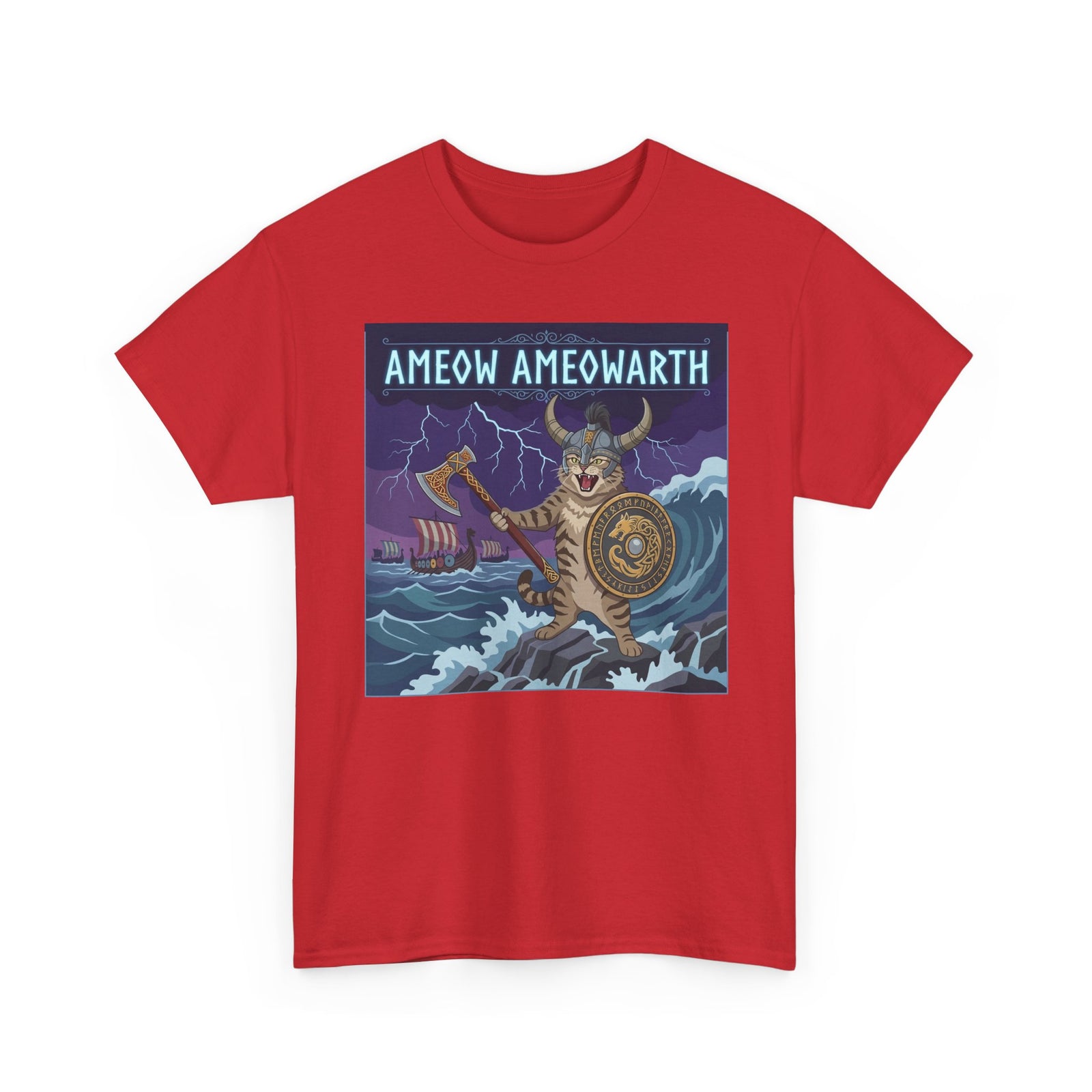 Ameow Ameowarth Cat Viking T-Shirt — Funny Viking Cat Graphic Tee