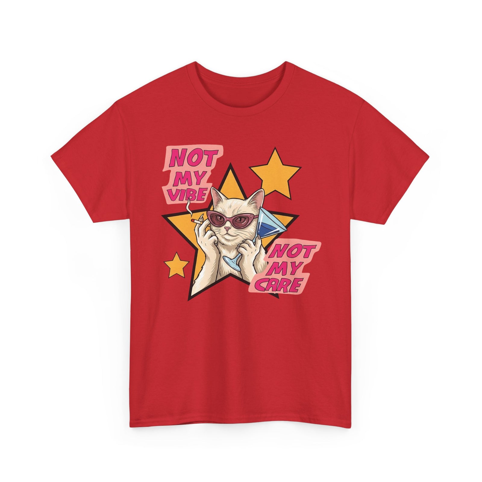 Not My Care Retro Cat T-Shirt — Unbothered Pop Art Feline Tee