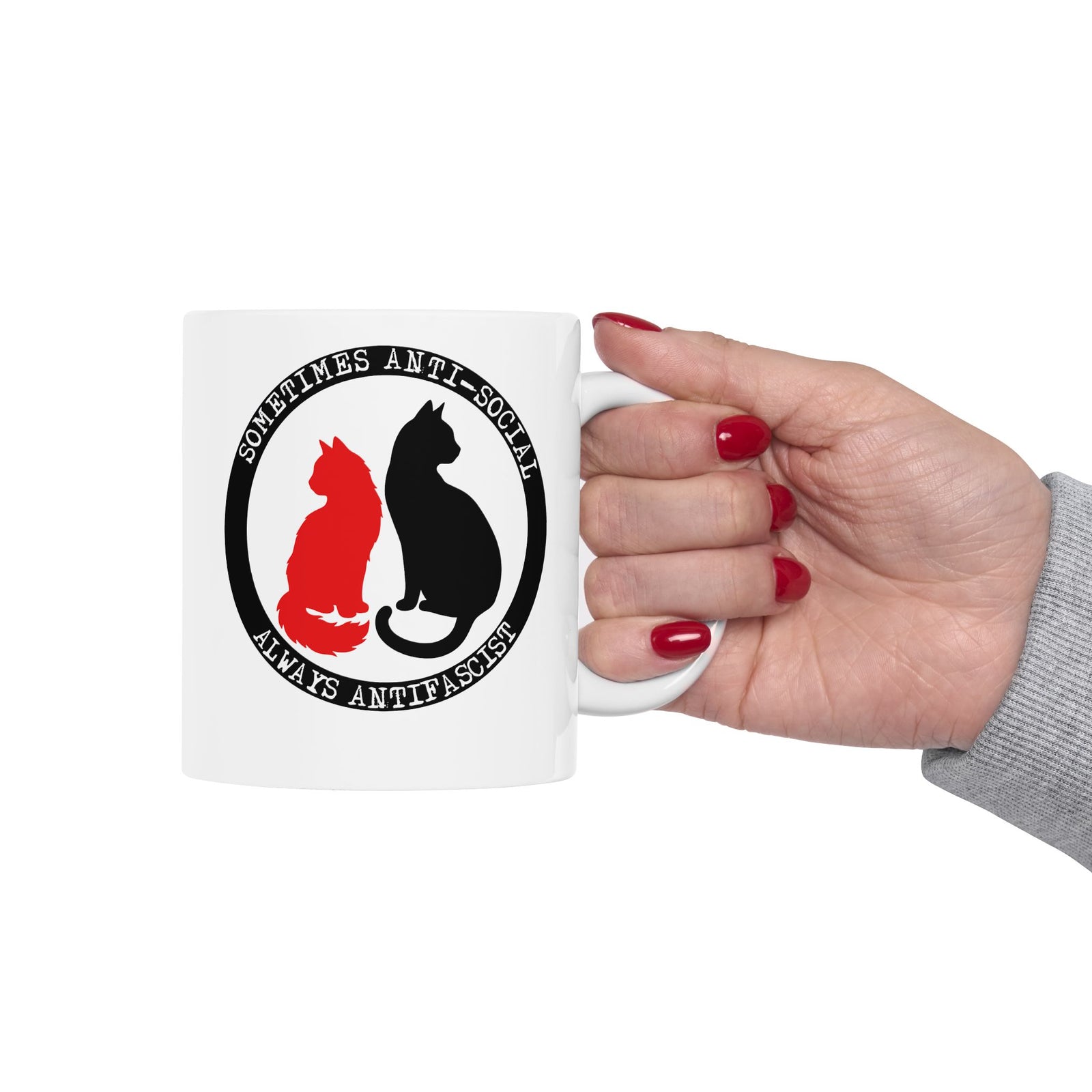 Sometimes Anti-Social, Always Antifascist Ceramic Mug