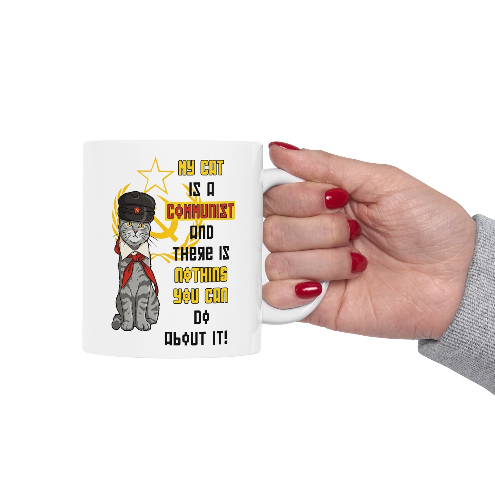 My Cat Is A Communist Ceramic Mug — Funny Political Cat Mug