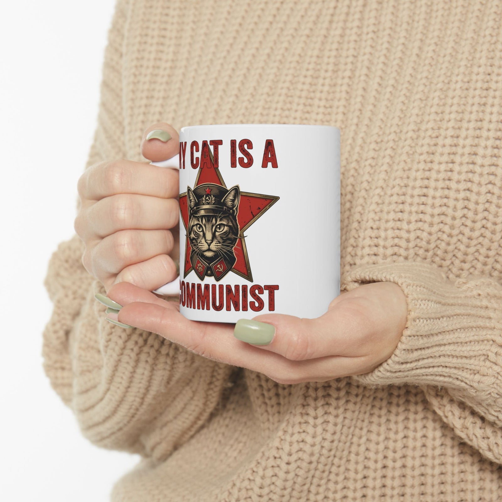 Communist Cat Ceramic Mug — "My Cat Is A Communist Cat" Funny Political Cat Mug