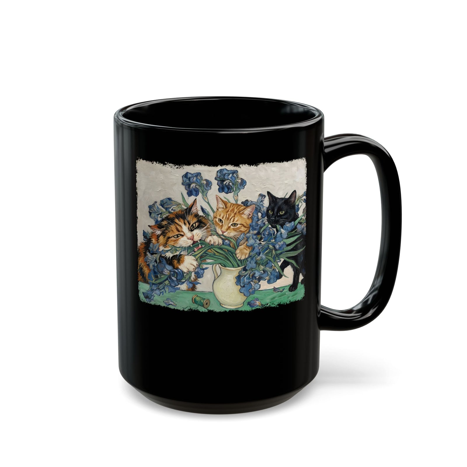 Cats and Masterpiece Black Mug