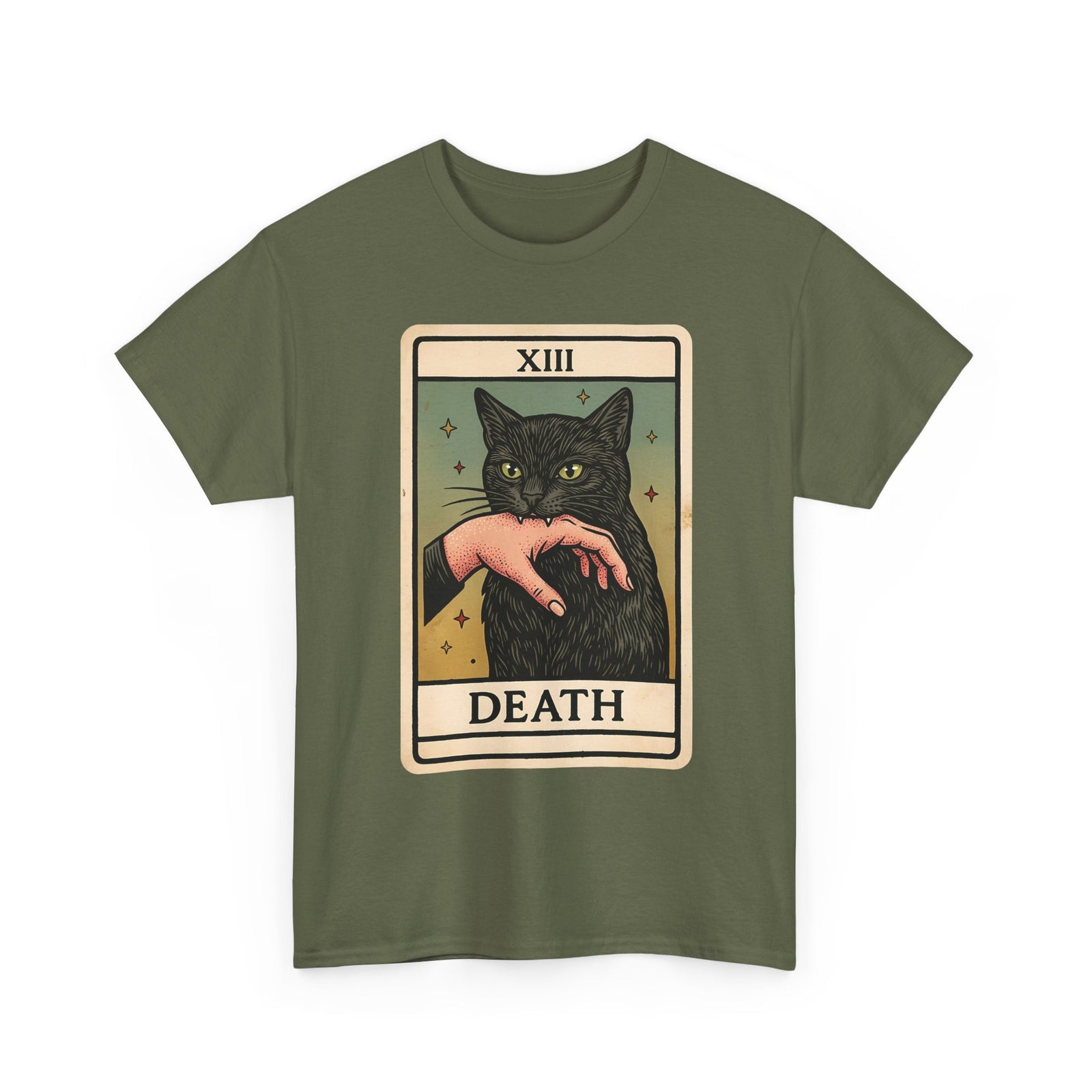 "Death" Tarot Card Black Cat Biting Hand Funny T-Shirt