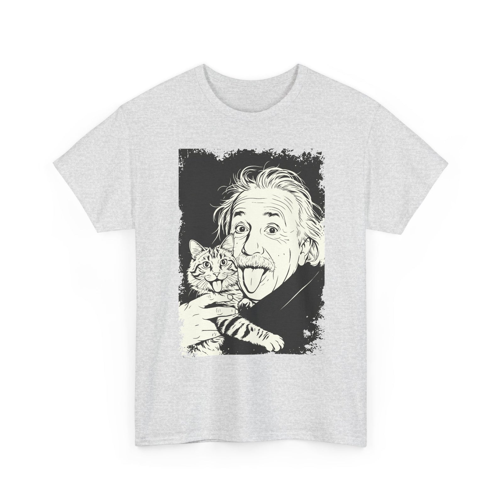 Einstein & Cat Graphic Tee — Funny Retro Science T-Shirt