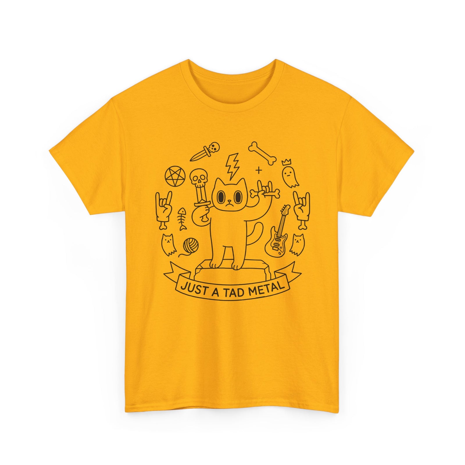 Just A Tad Metal Cat T-Shirt — Funny Heavy Metal Rocker Feline Tee