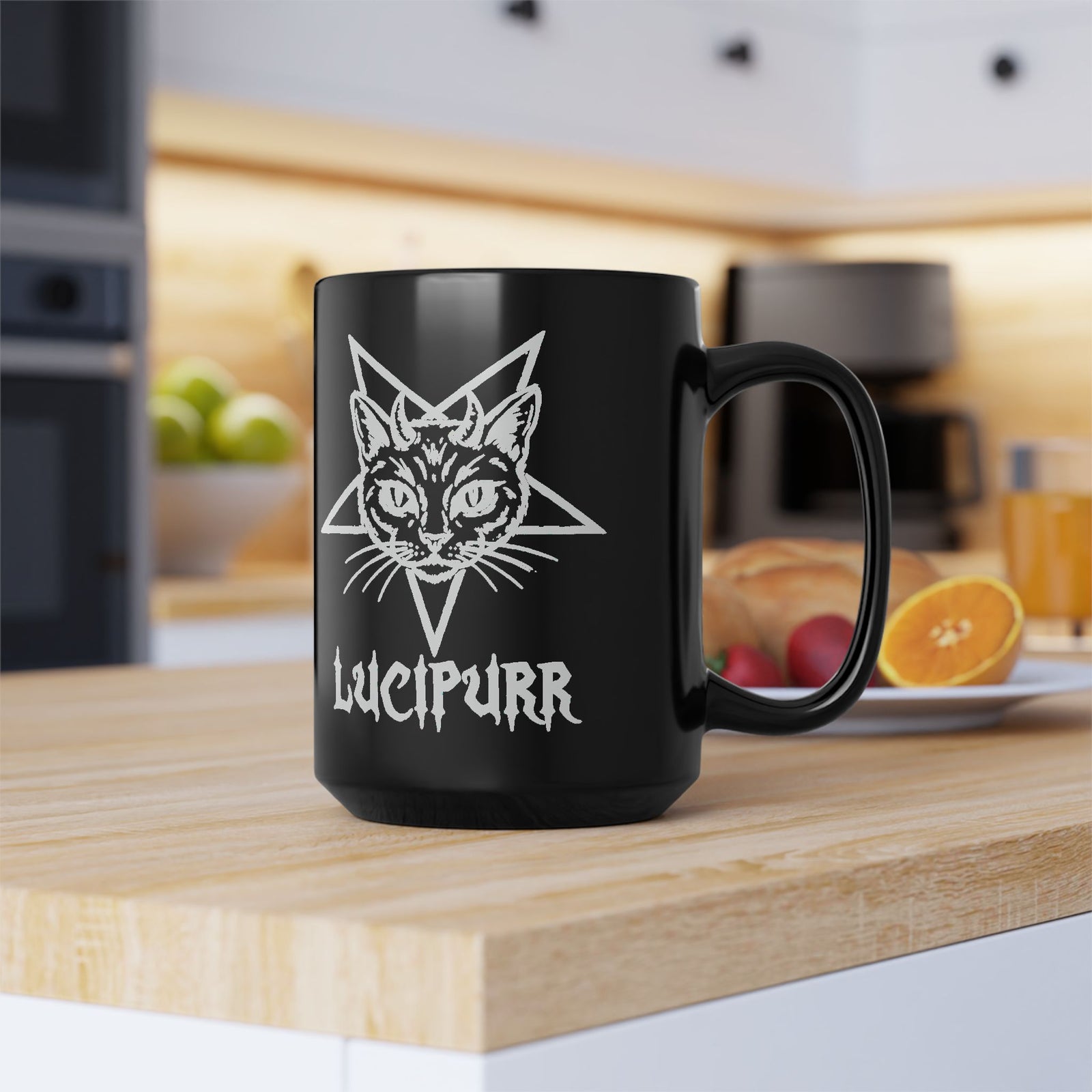 Lucipurr Lucifer Cat Black Mug — Gothic Cat Mug