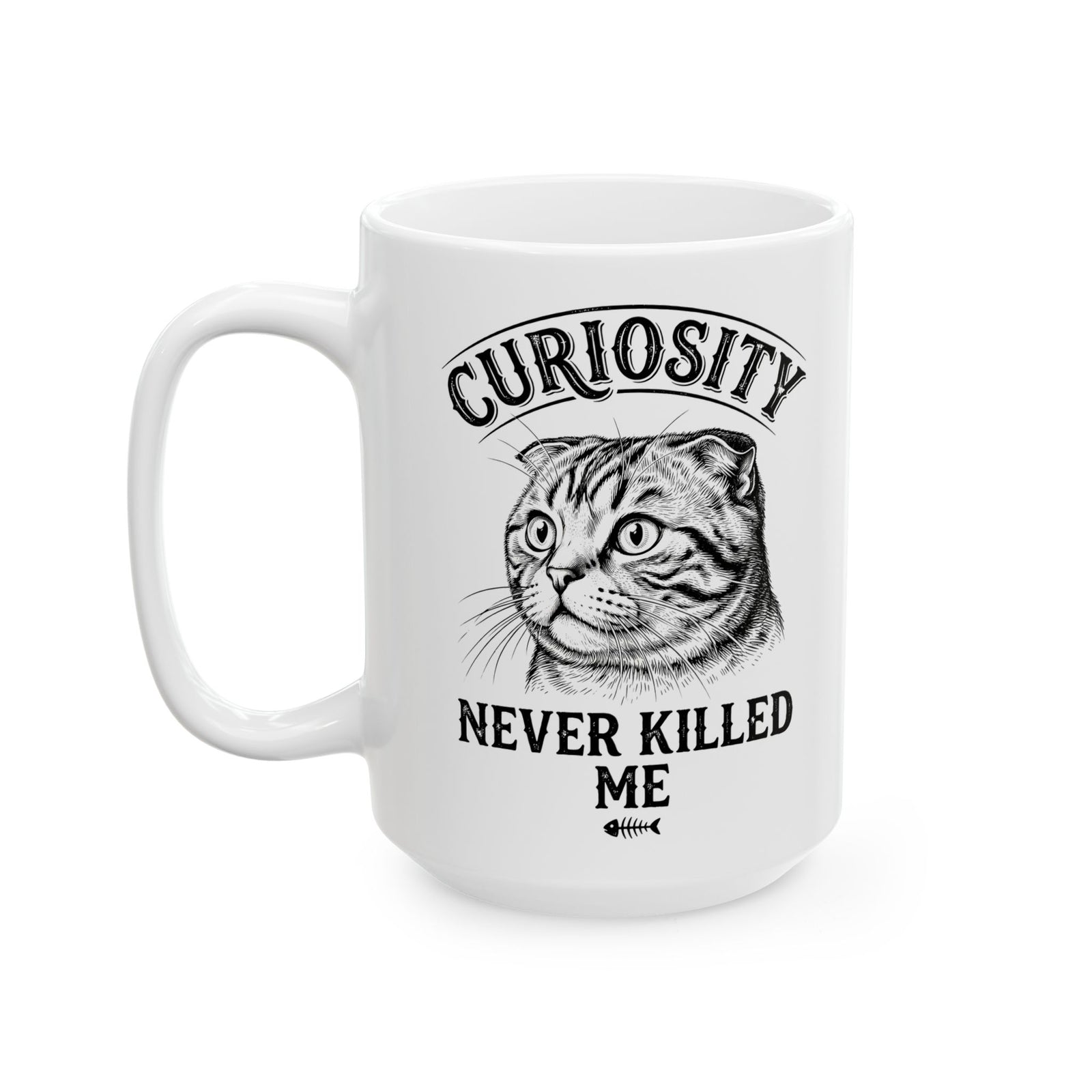Curiosity Never Killed The Cat Ceramic Mug — Funny Cat Lover Mug