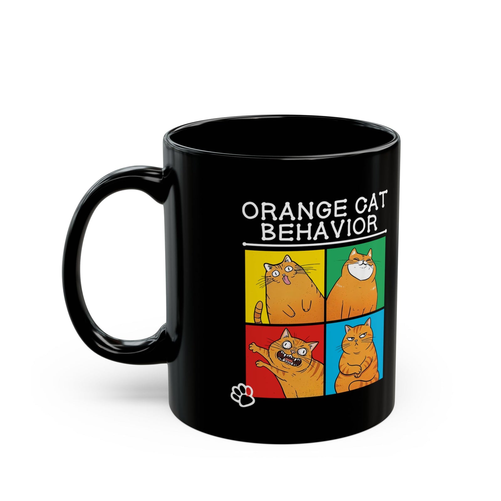 Orange Cat Behavior Black Mug Funny Cat Lover Mug