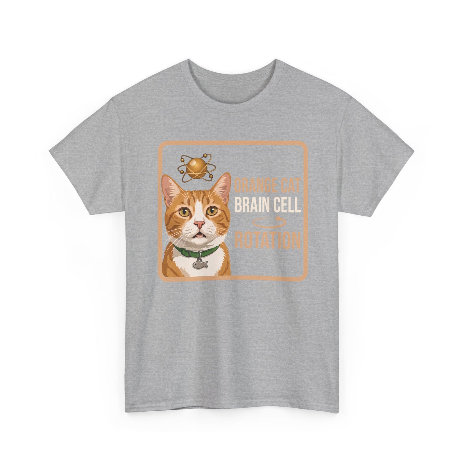 Orange Cat Brain Cell Rotation T-Shirt