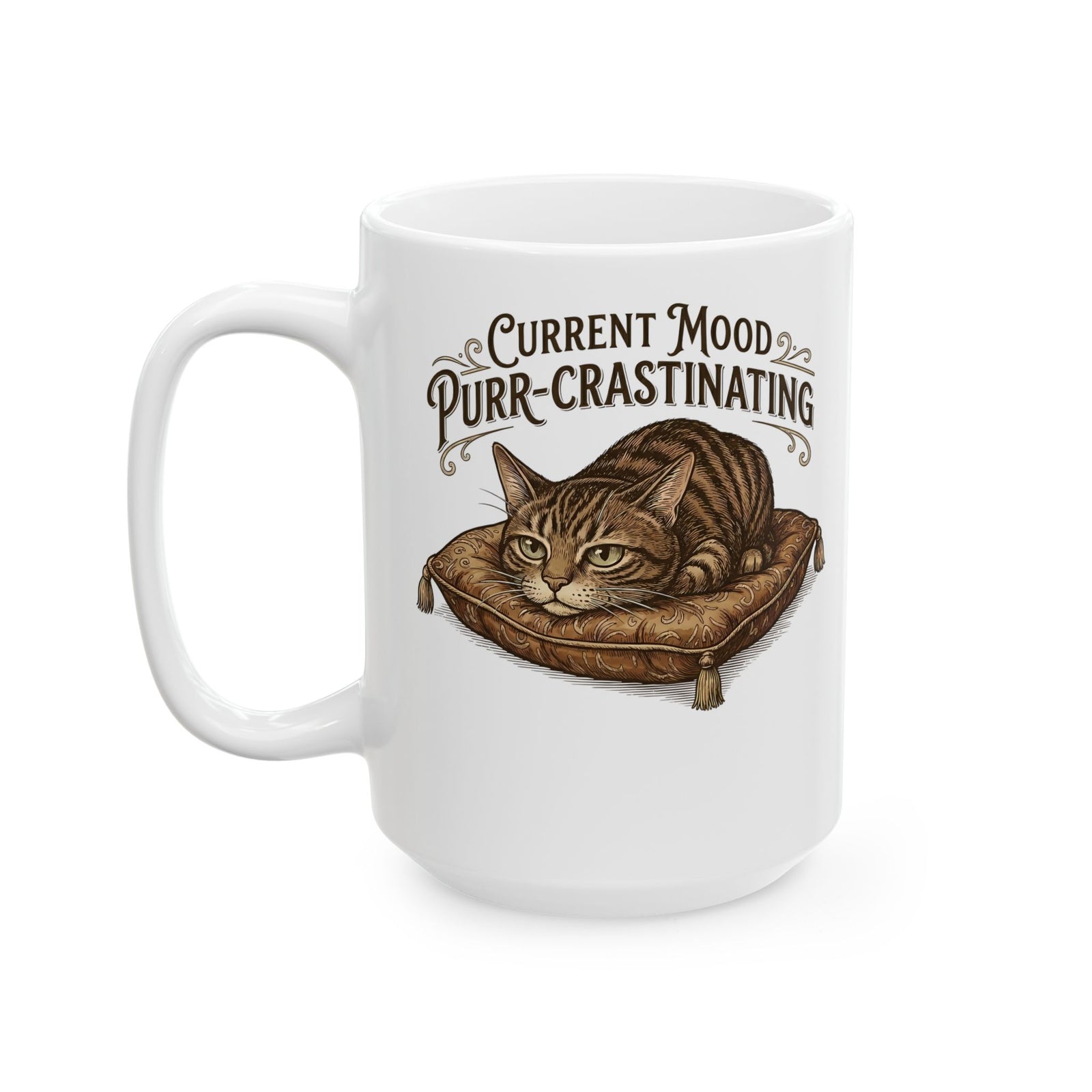 Current Mood: Purr-Crastinating Cat Ceramic Mug