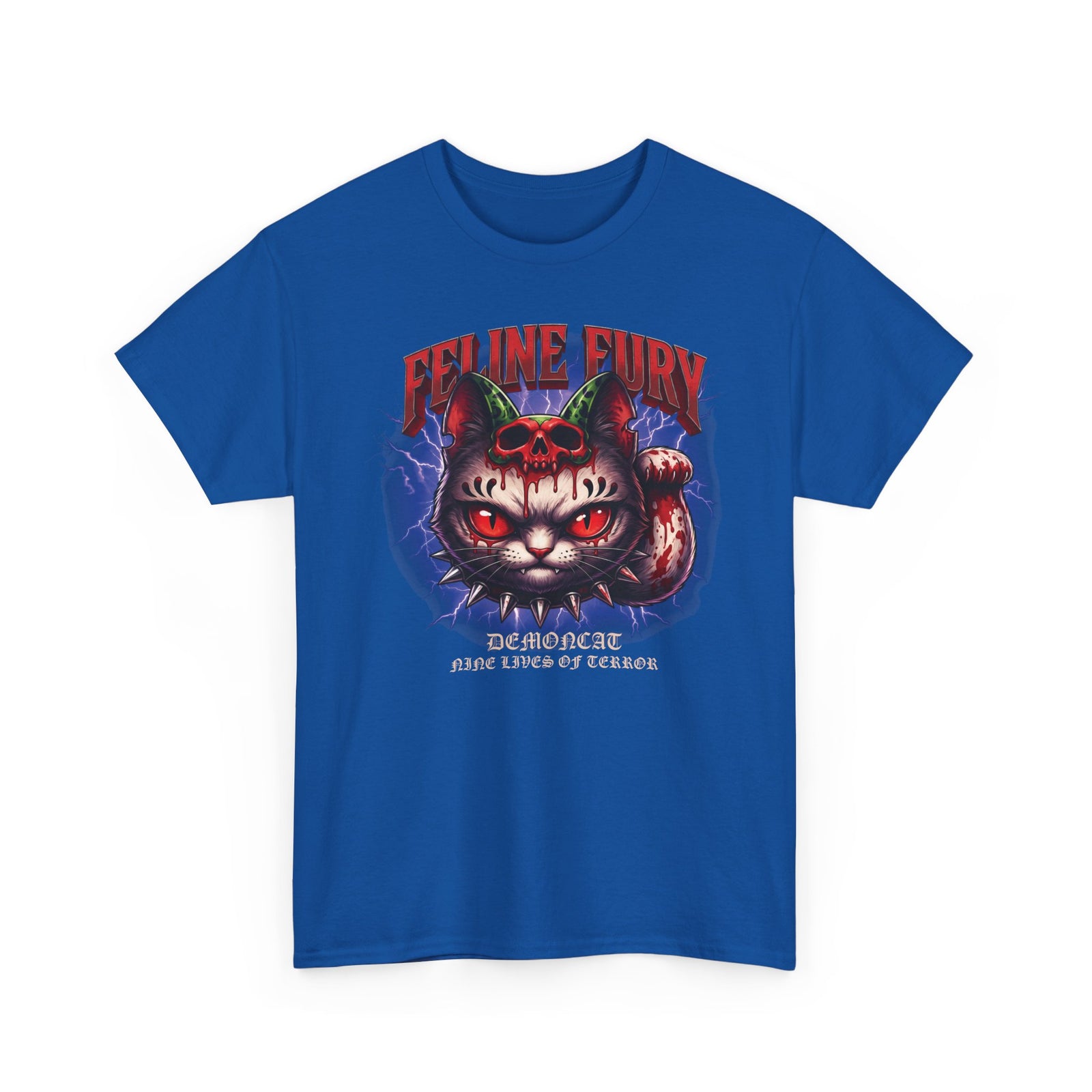 Feline Fury Demoncat T-Shirt — Heavy Metal Horror Gothic Cat Tee