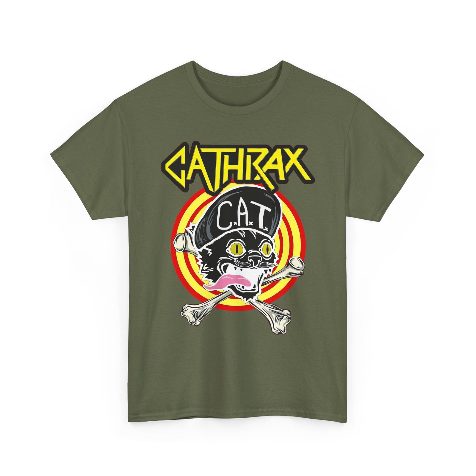 Cathrax Parody Cat T-Shirt — Heavy Metal Band Cat Graphic Tee