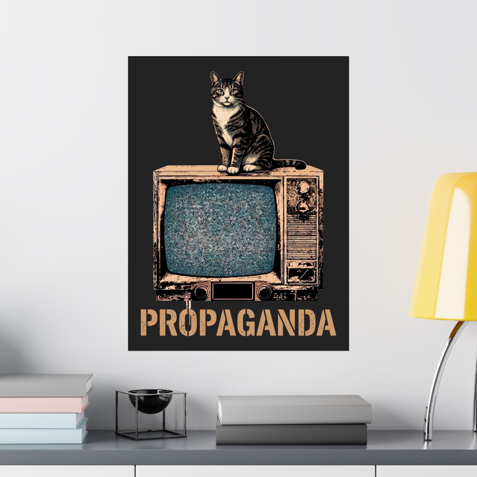 Propaganda Cat Poster — Funny Retro Vintage TV Tabby Poster