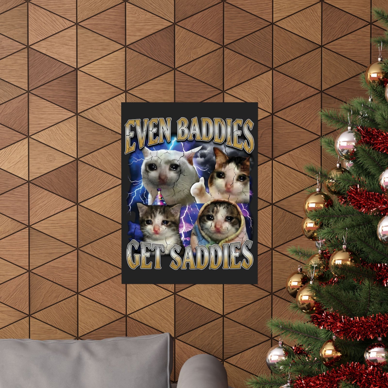 Even Baddies Get Saddies Cat Meme Poster