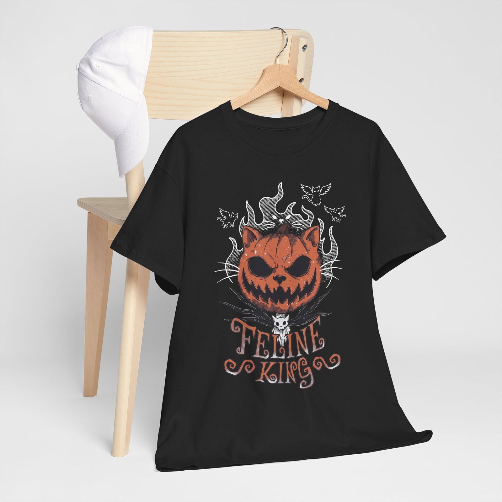 Feline King Halloween Cat Graphic — Spooky Pumpkin King Parody Art