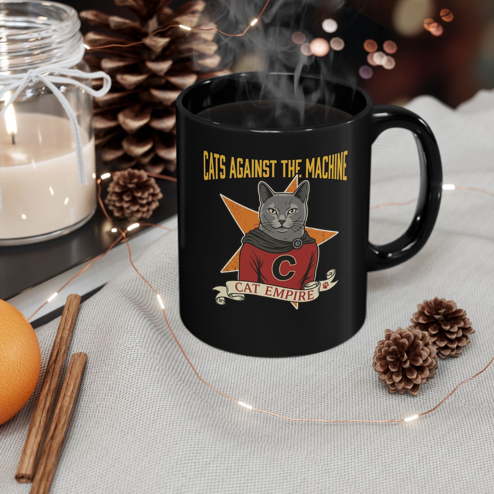 Cat Against the Machine Mug — Cat Empire Graphic Black Mug