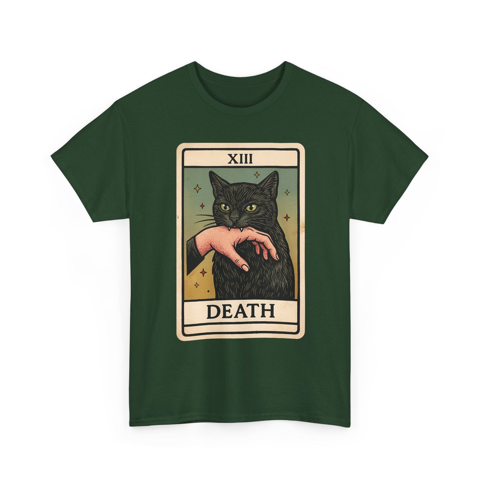 "Death" Tarot Card Black Cat Biting Hand Funny T-Shirt