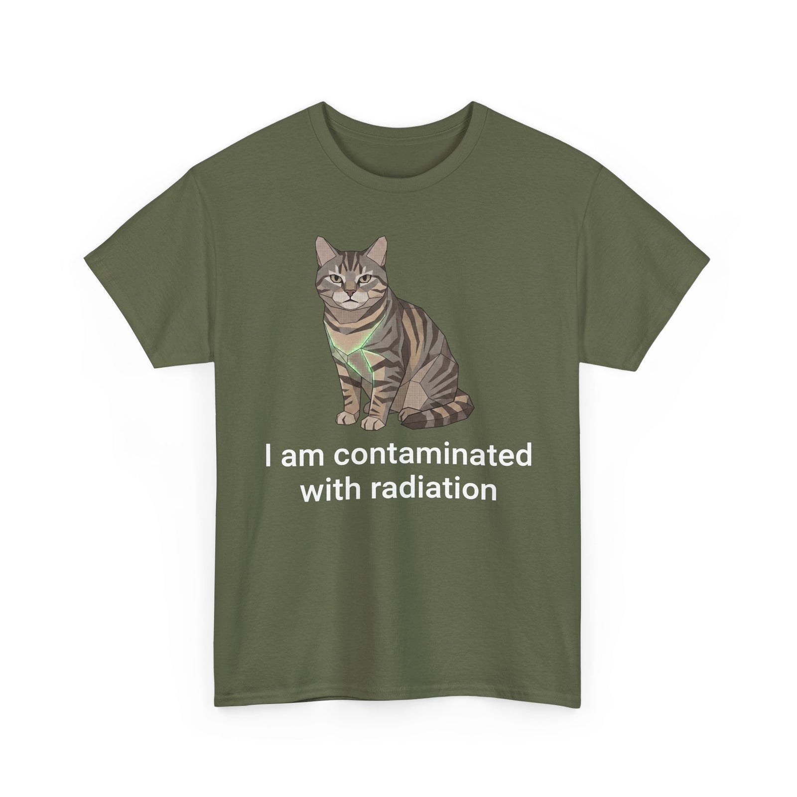 Funny Cat T-Shirt "I Am Contaminated with Radiation" Humorous Retro Radioactive Tee