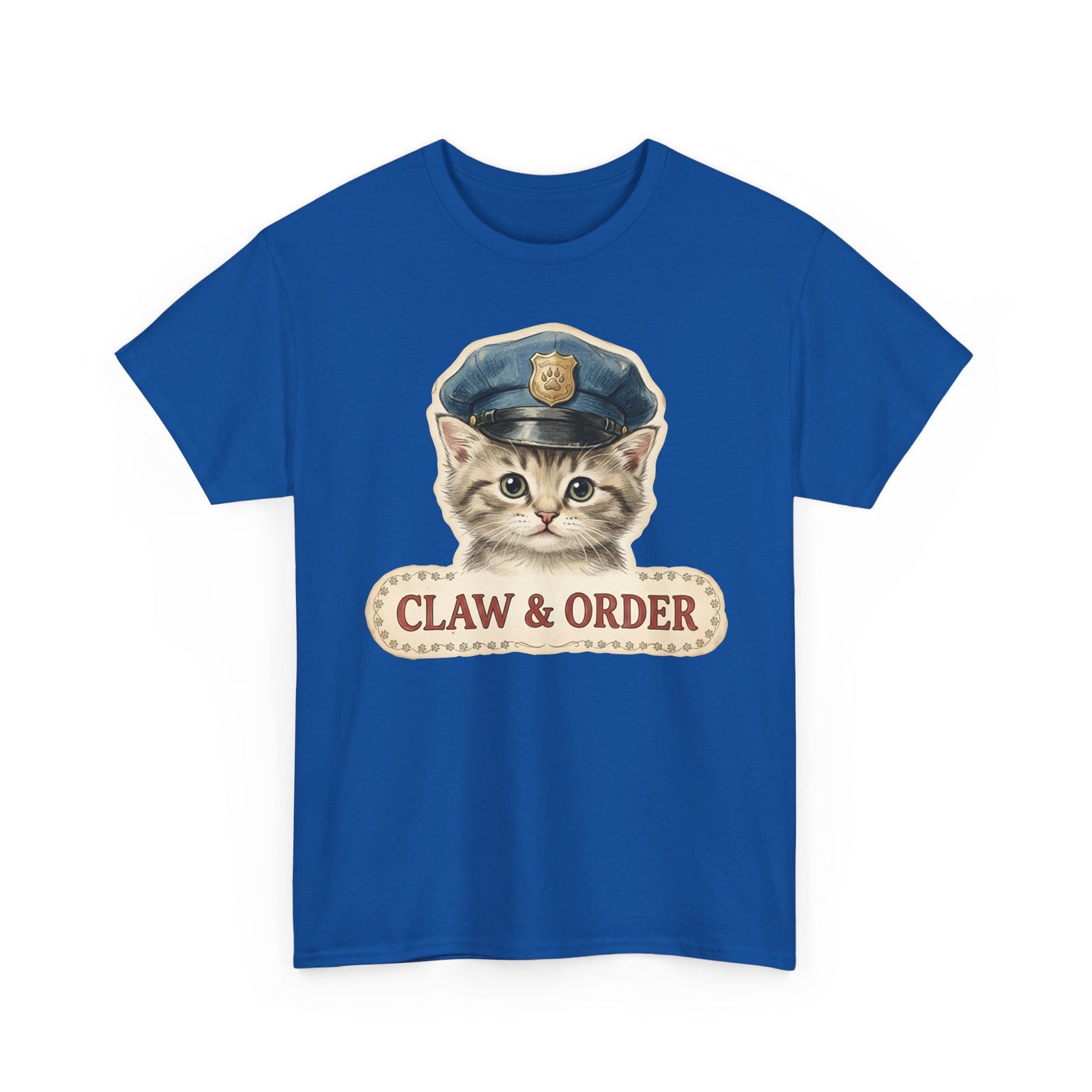 Claw and Order Cat T-Shirt — Funny Cat Crime Pun Tee