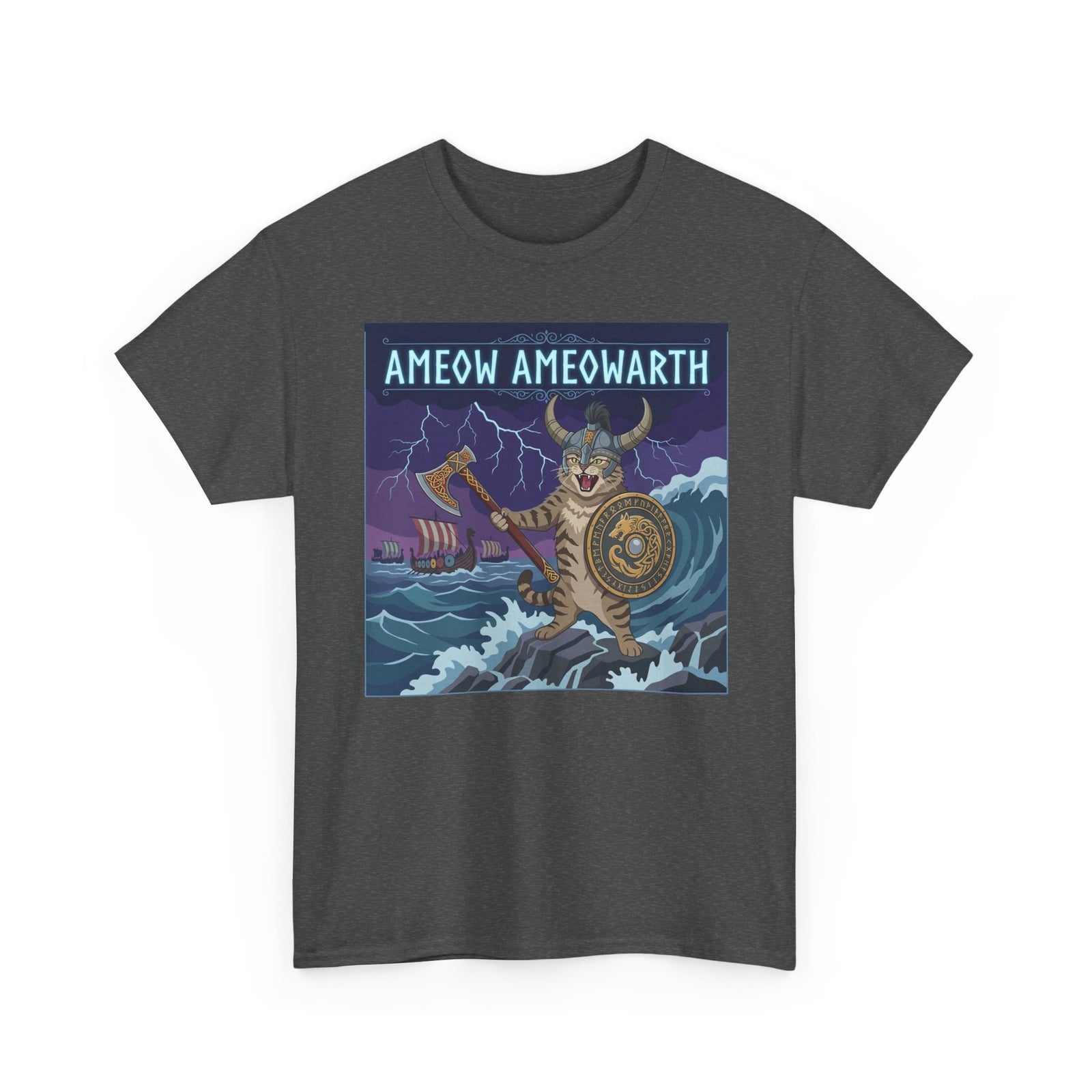 Ameow Ameowarth Cat Viking T-Shirt — Funny Viking Cat Graphic Tee
