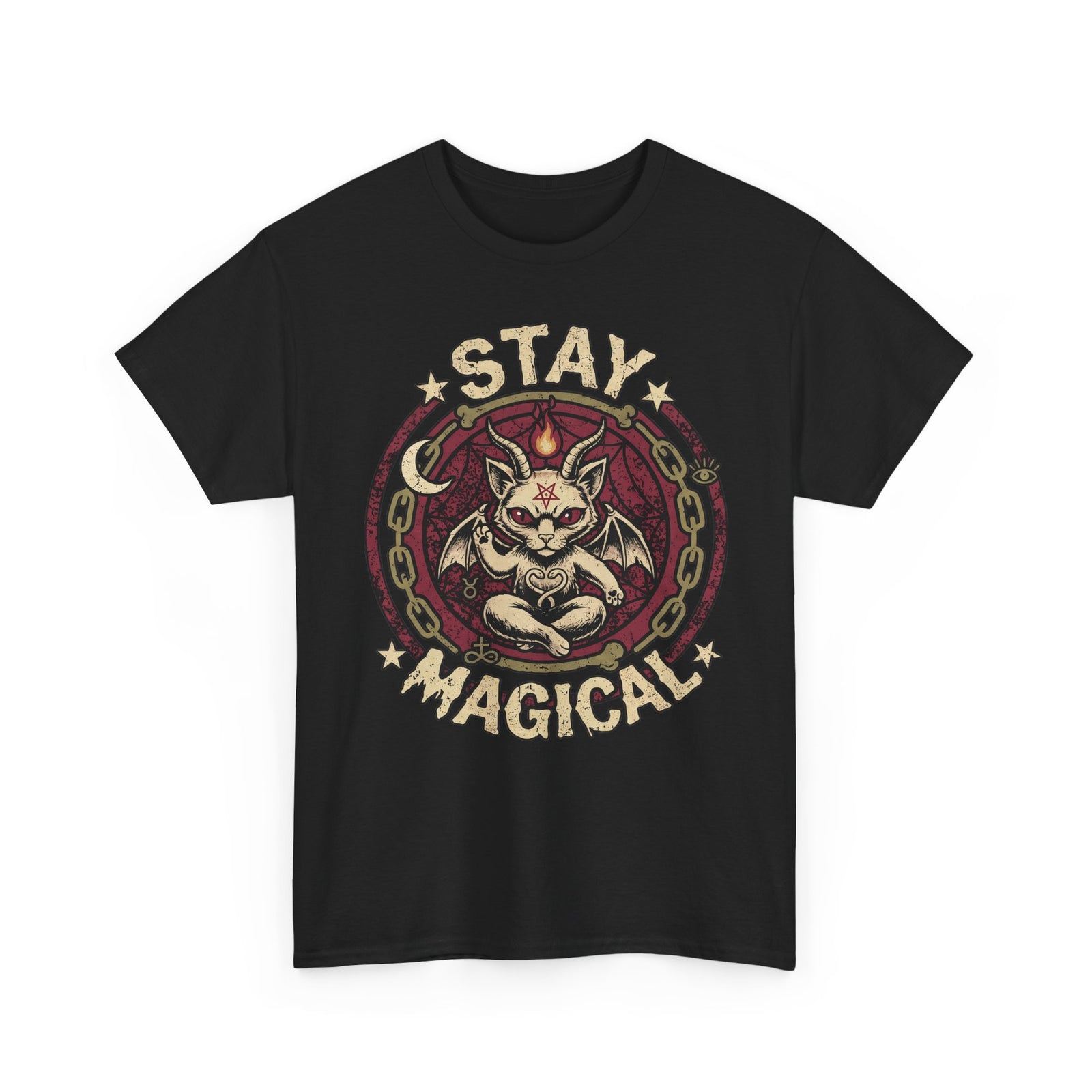 Stay Magical Baphomet Cat — Occult Gothic Aesthetic Graphic Art