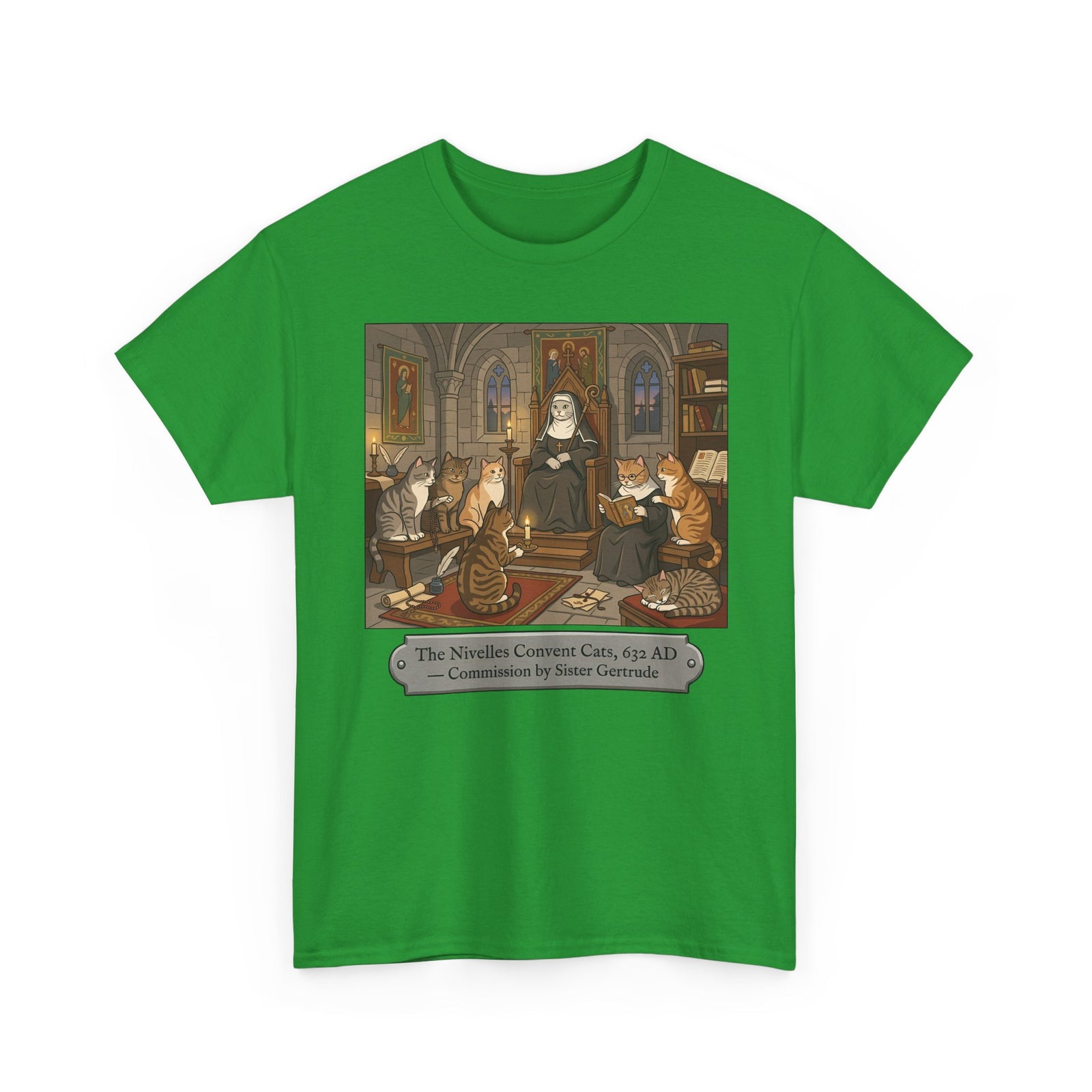 Nivelles Convent Cats T-Shirt — Vintage-Inspired Cat Illustration Tee