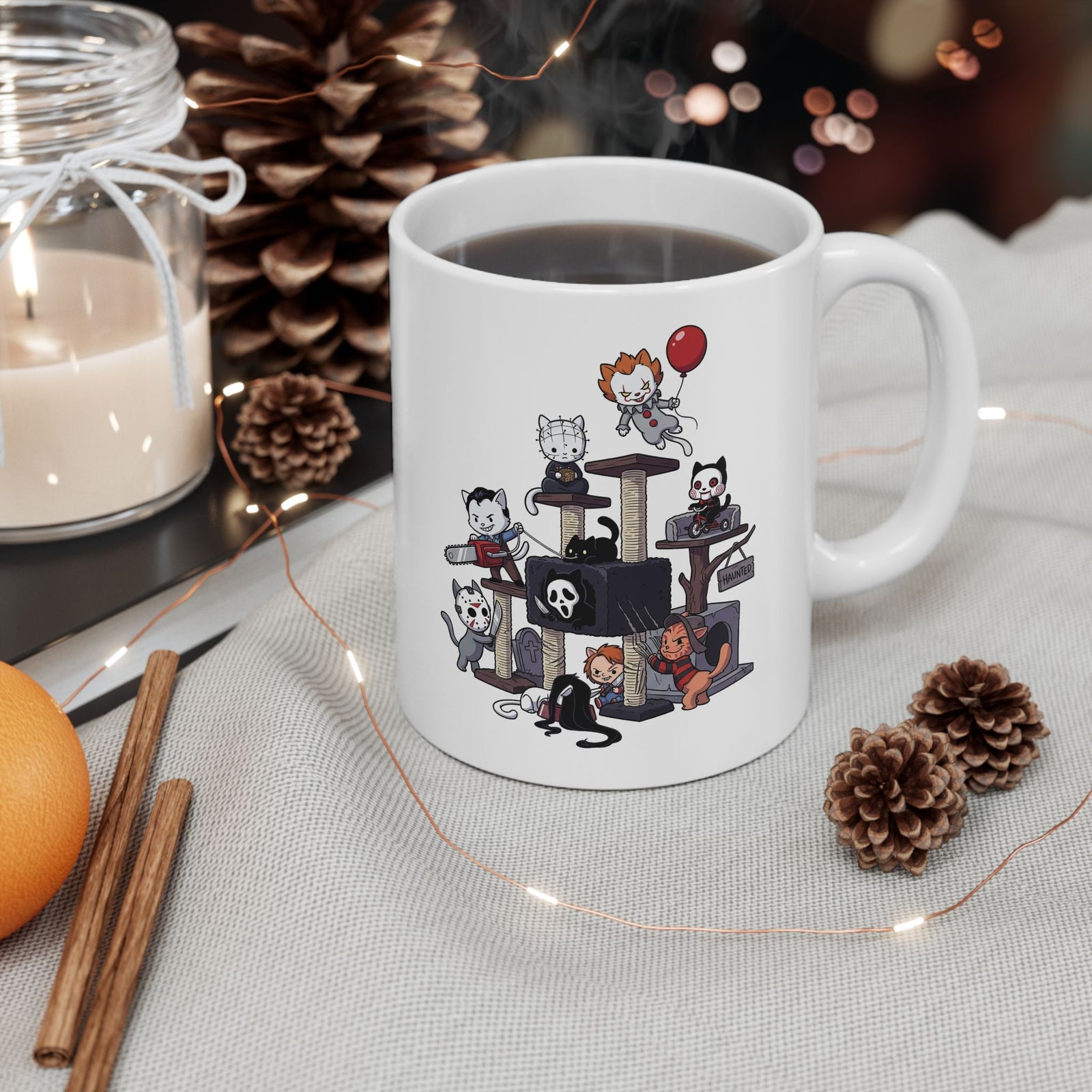 Horror Movie Cats T‑Mug — Cute Creepy Kitty Playground