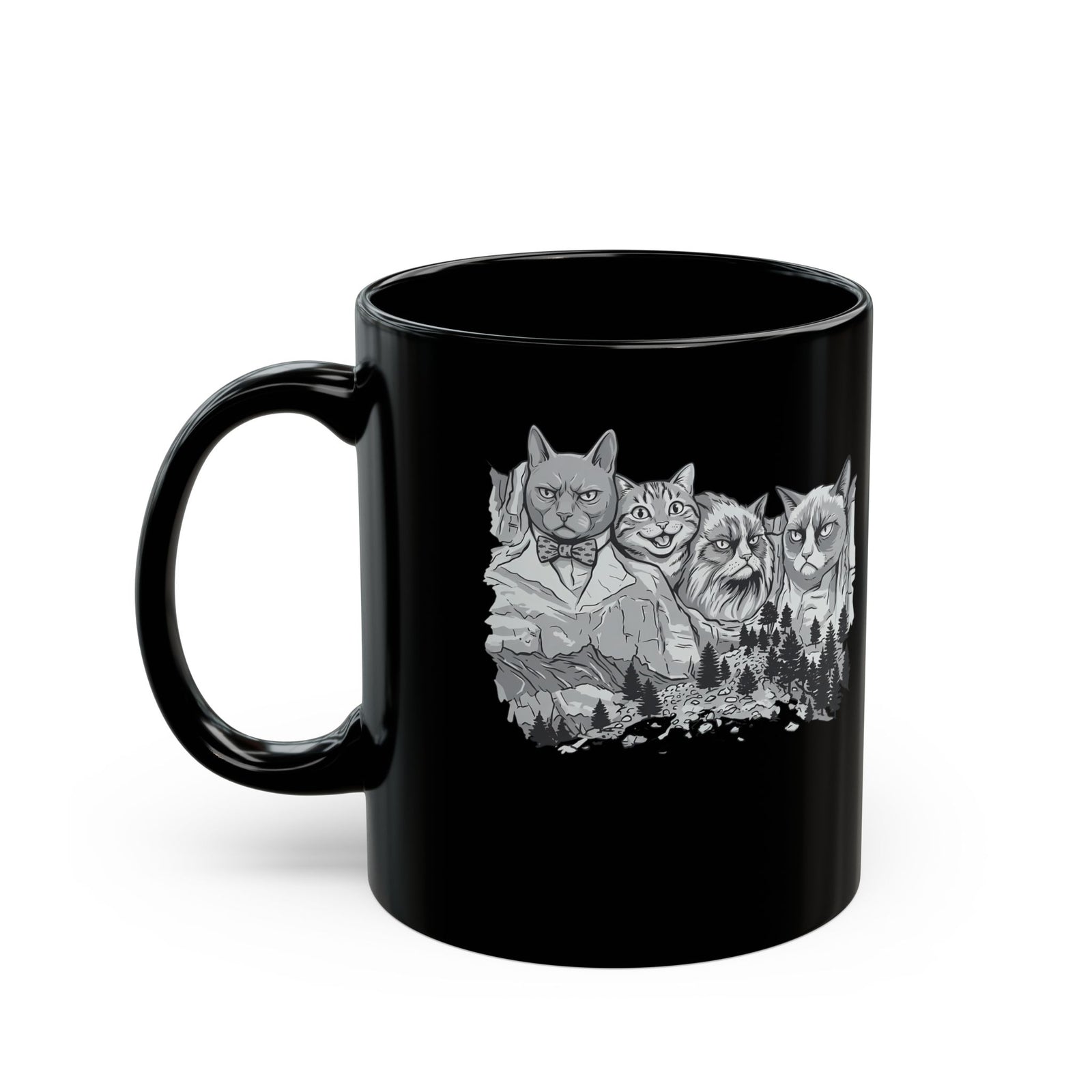 Rushmeow Graphic Mug — Cat Lover Black Mug