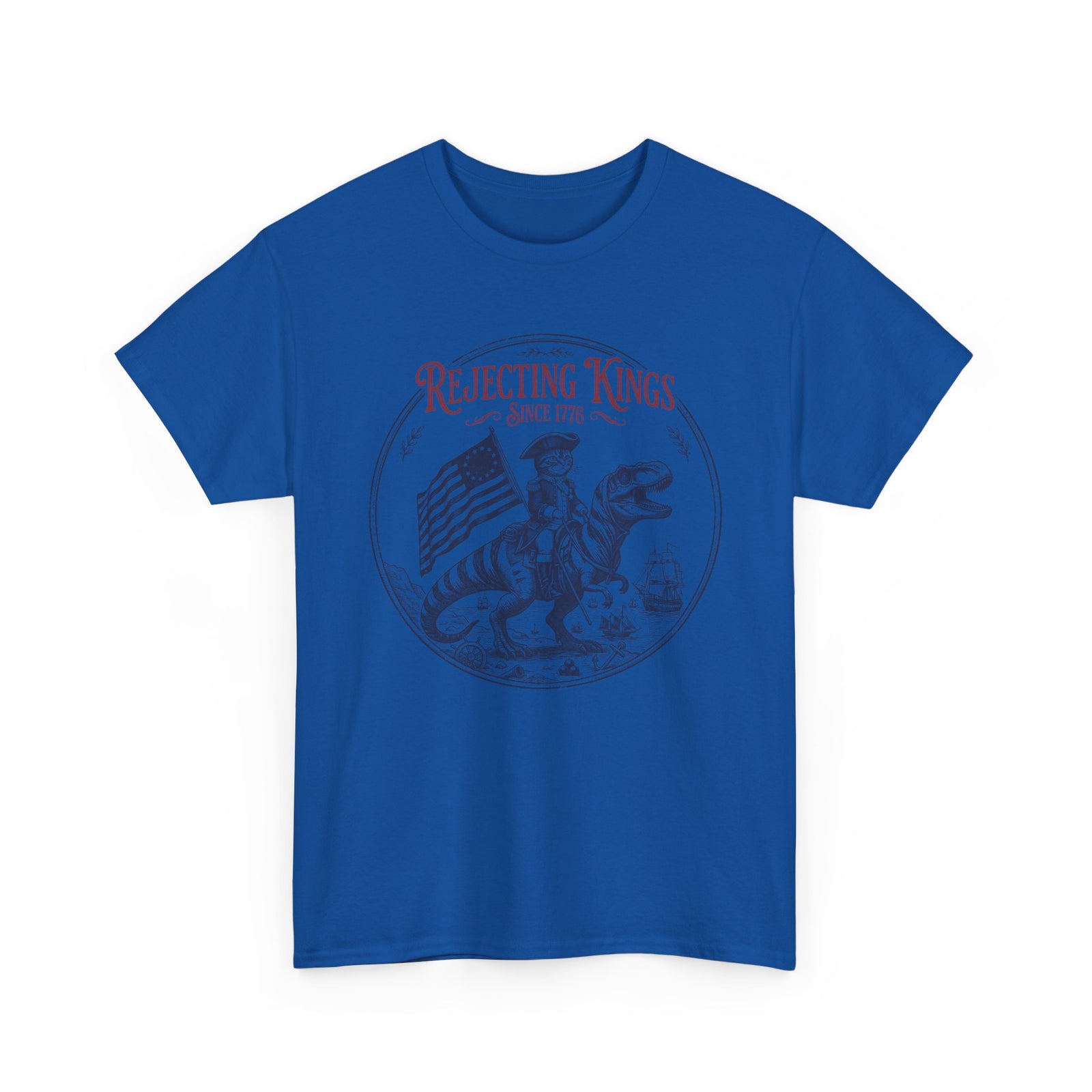 Funny Cat T-Shirt "Rejecting Kings, One Meow at a Time" Fourth of July Tee