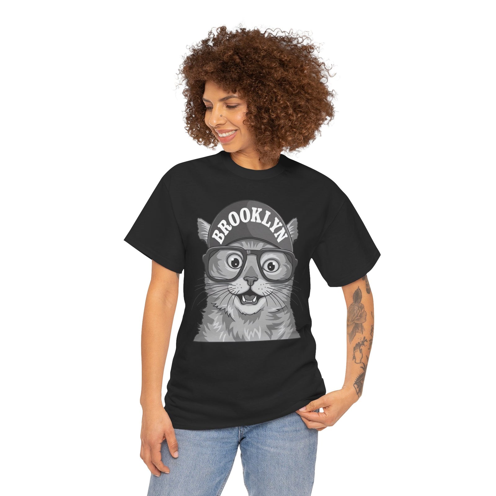 Brooklyn Cat Graphic Tee — Vintage Hipster Cat T-Shirt