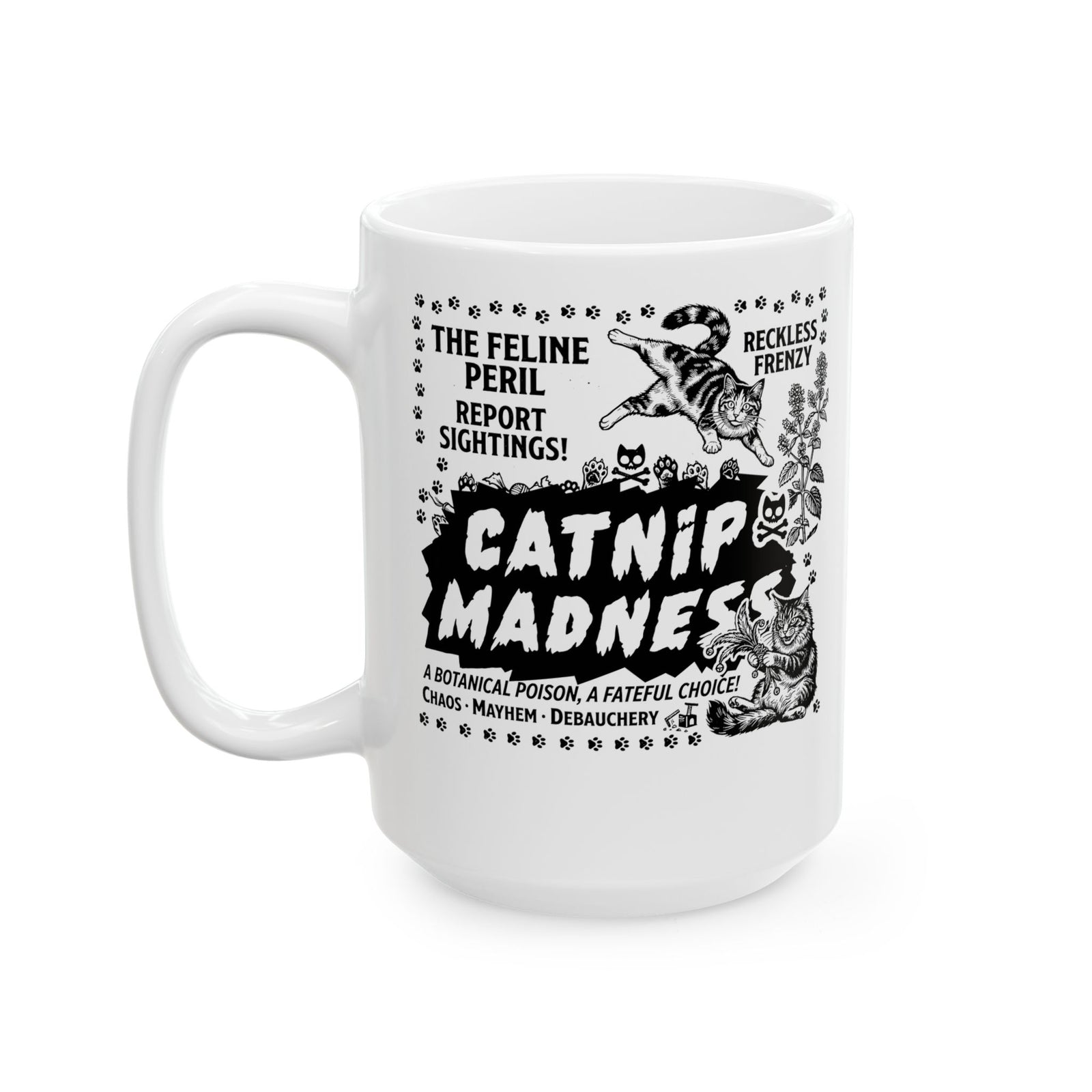 Catnip Madness Cat Ceramic Mug