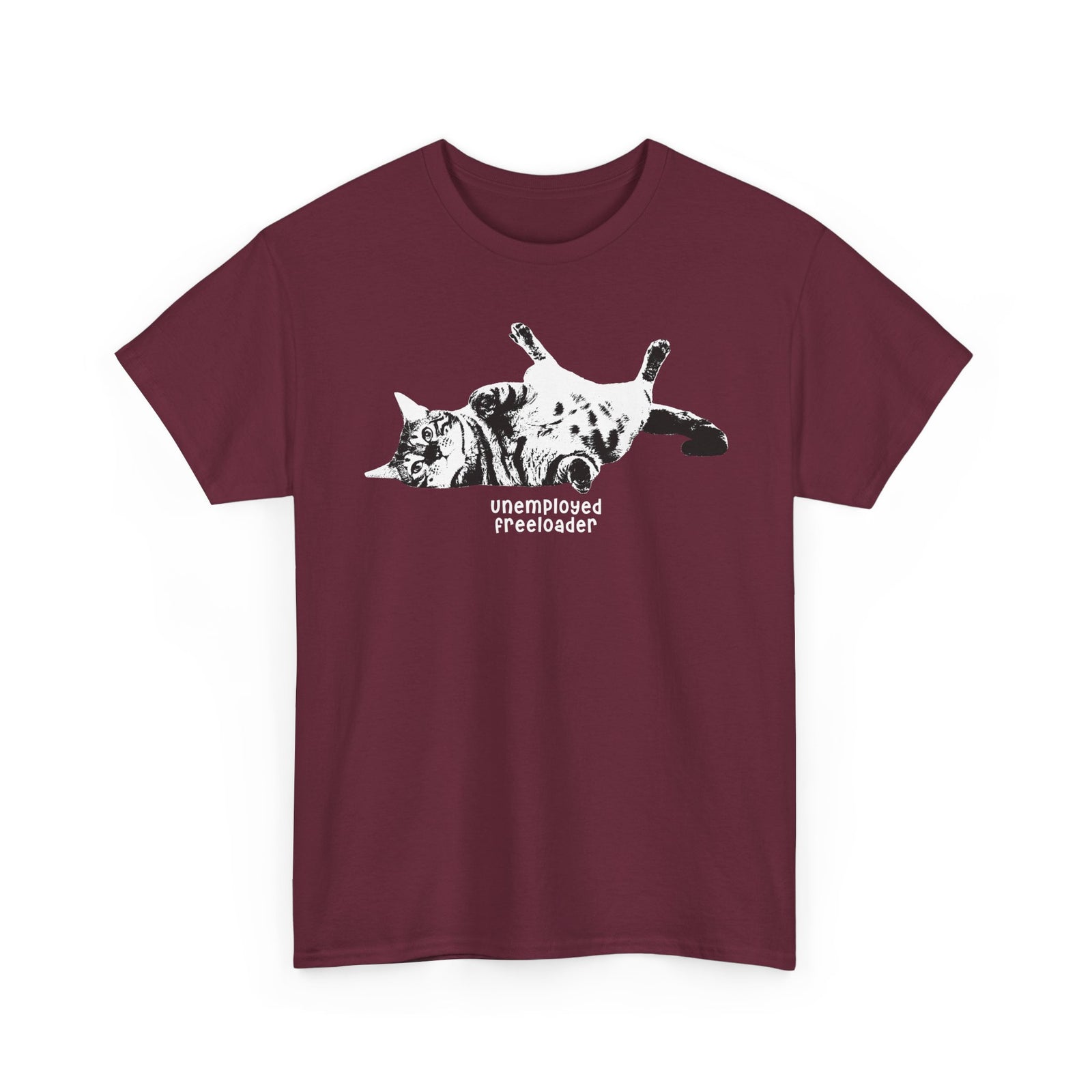 Unemployed Freeloader Cat T-Shirt — Funny Lazy Cat Graphic Tee
