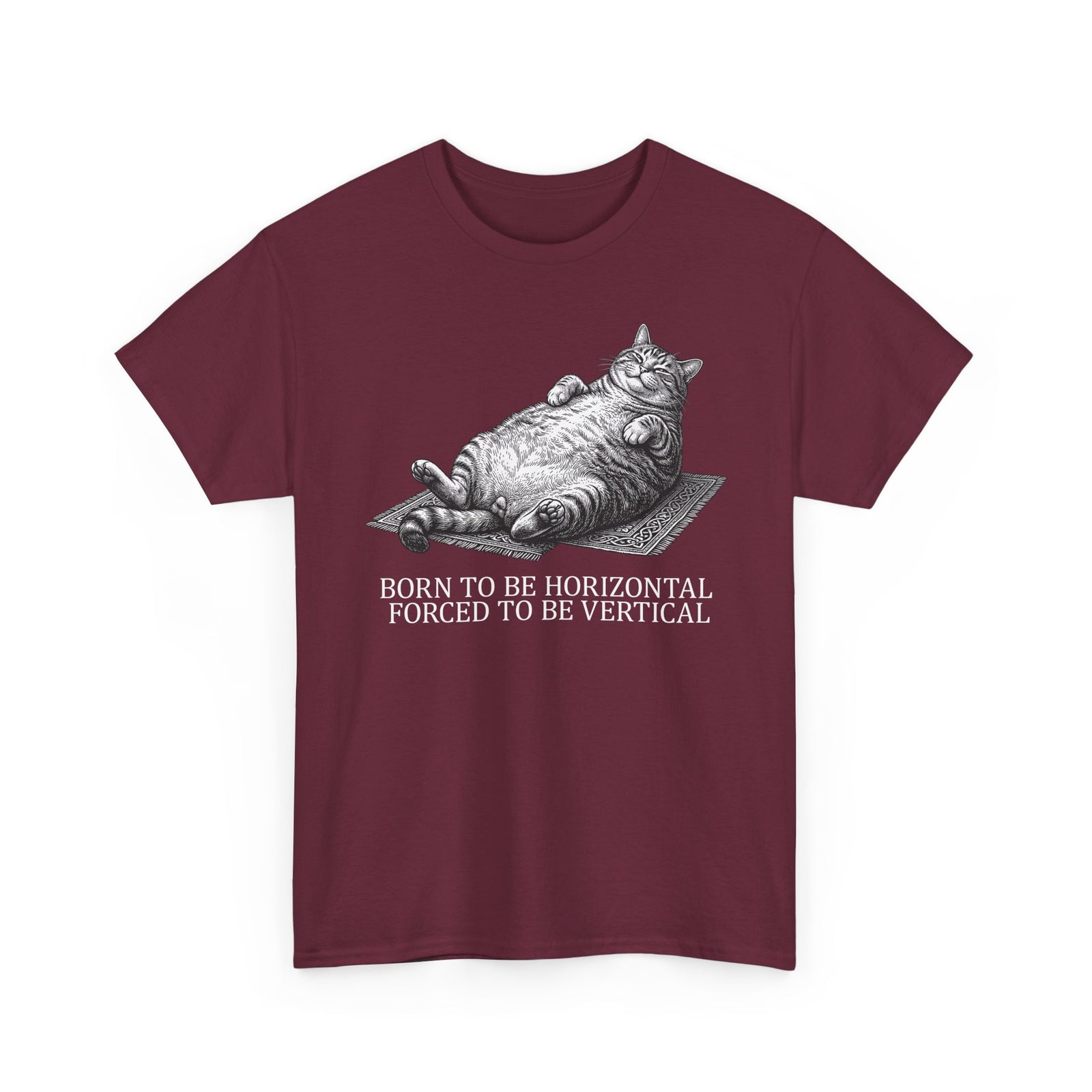 Born to Be Horizontal Fat Cat T-Shirt — Funny Lazy Cat Tee