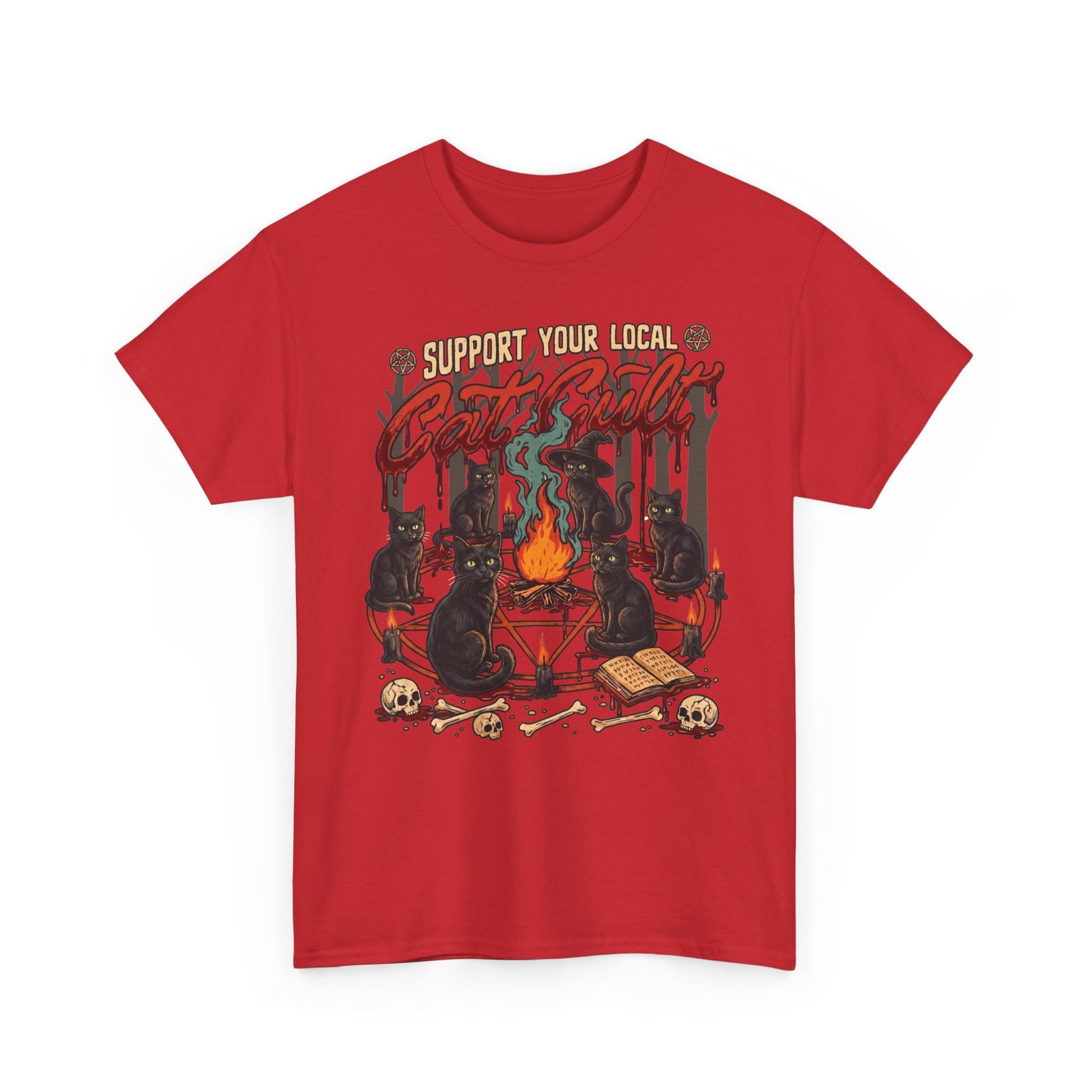Support Your Local Cat Cult T-Shirt — Witchy Occult Black Cats Tee