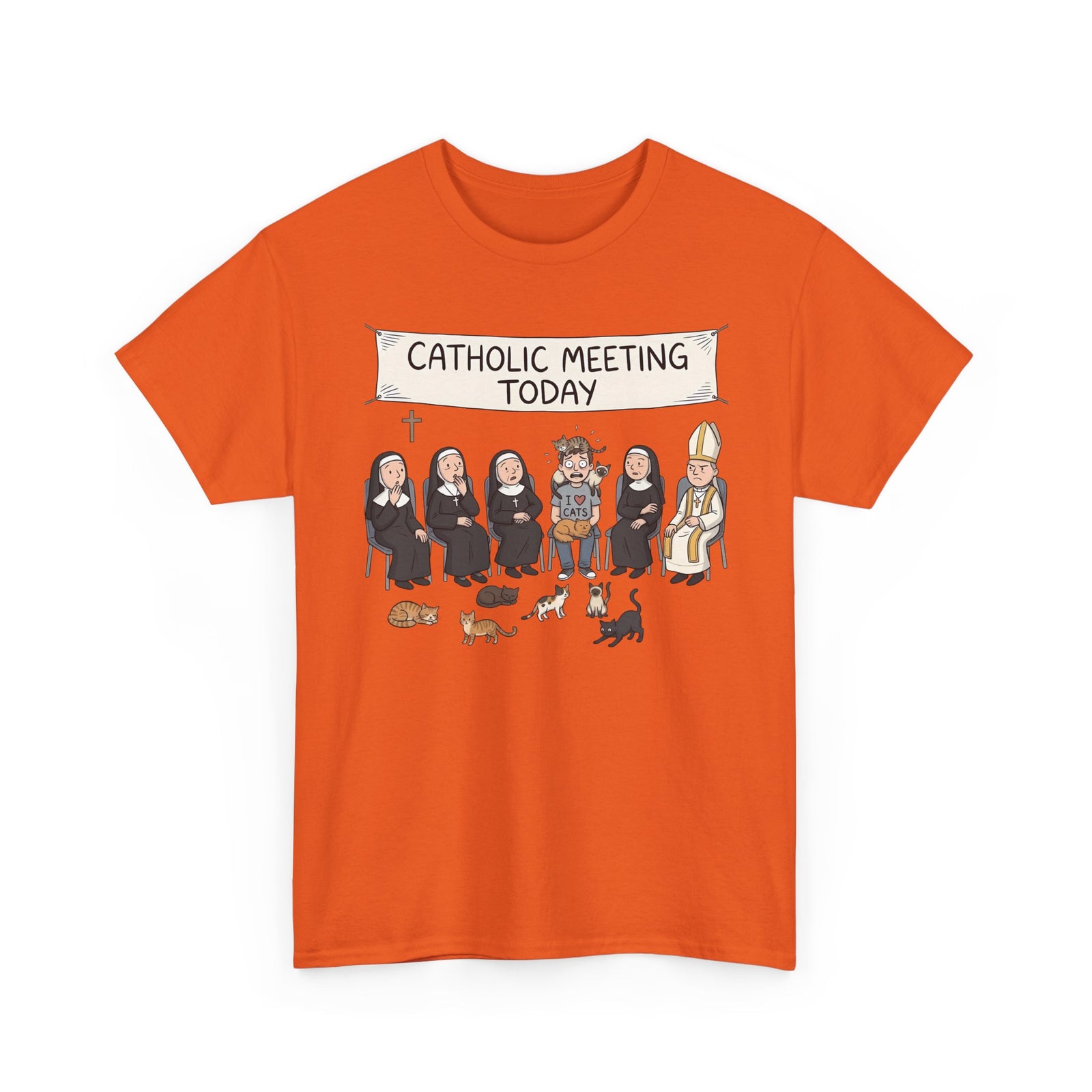 Catholic Meeting Today Funny Cat Lovers T-Shirt