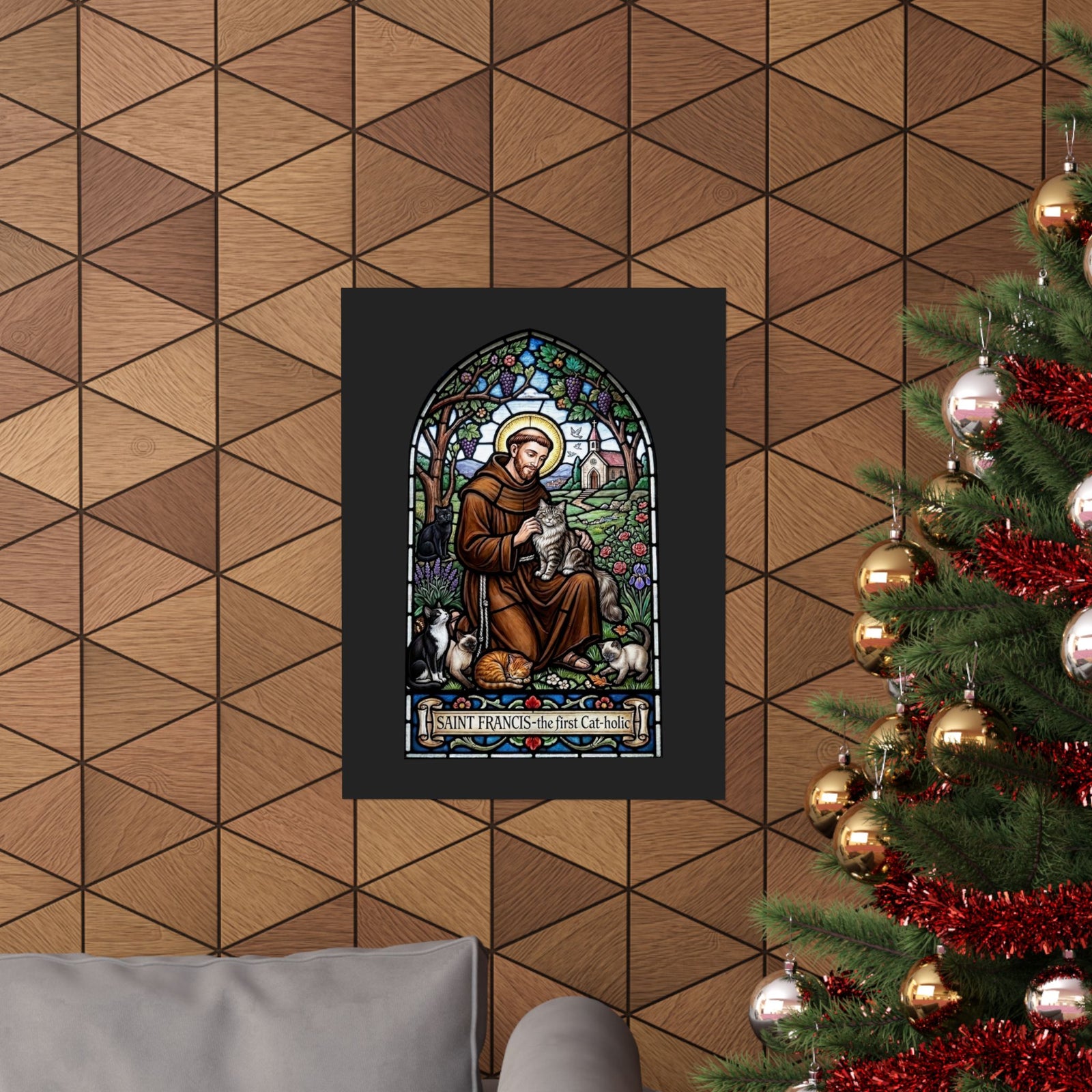 Saint Francis Cat Poster — "SAINT FRANCIS — the first Cat-holic"
