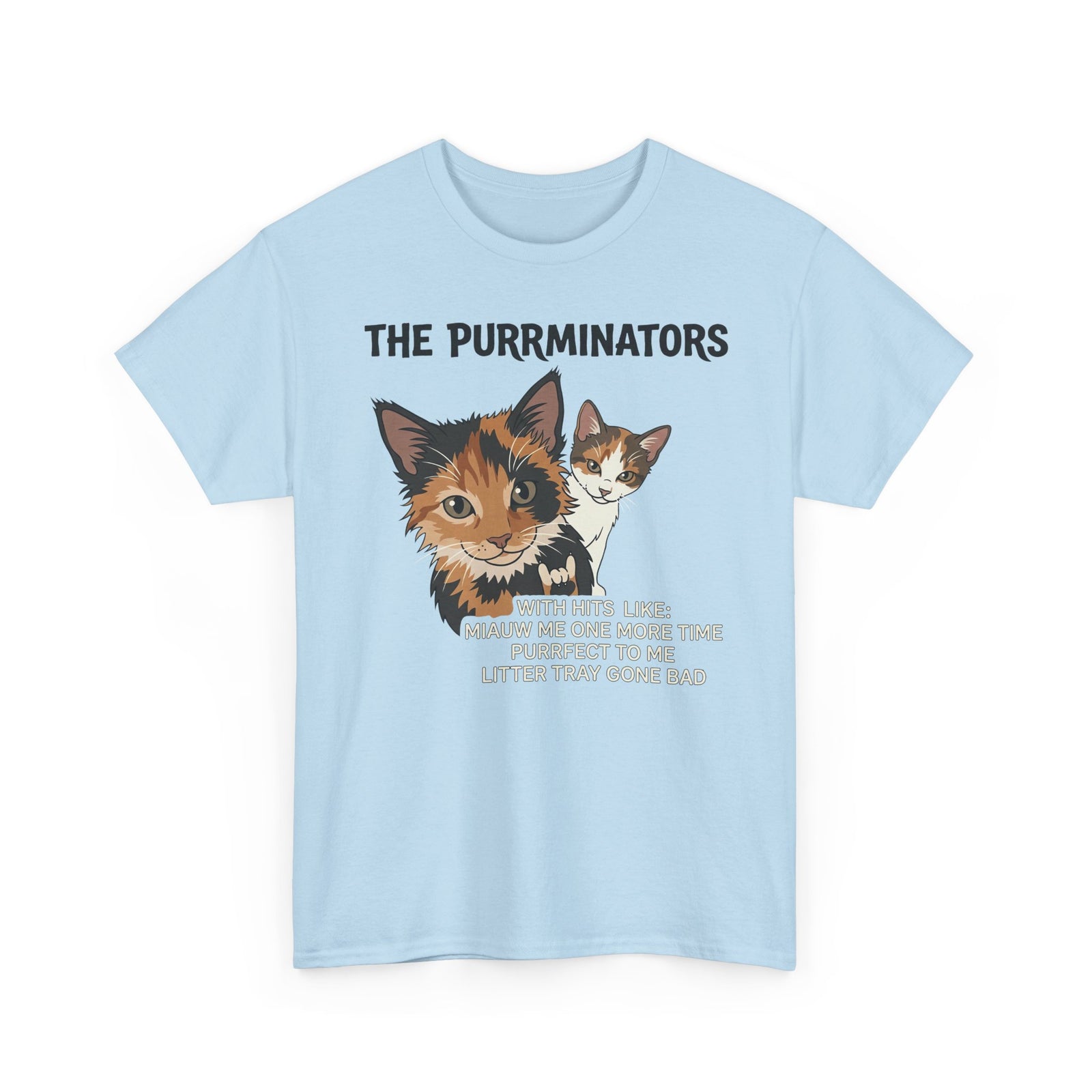 Cat Band Tee — "The Purrminators" Graphic T-Shirt