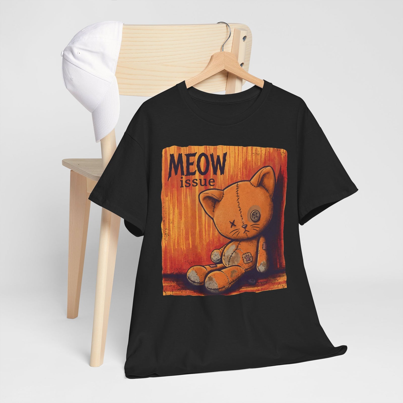 Meow Issue Stitched Plush Cat — Nu-Metal Parody Graphic Art