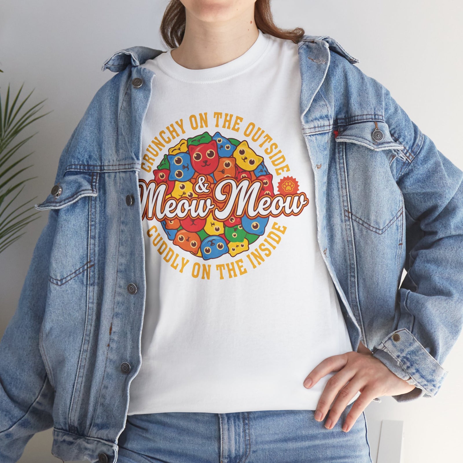 Meow Meow Cat Cereal Tee — "Crunchy on the Outside, Cuddly on the Inside"