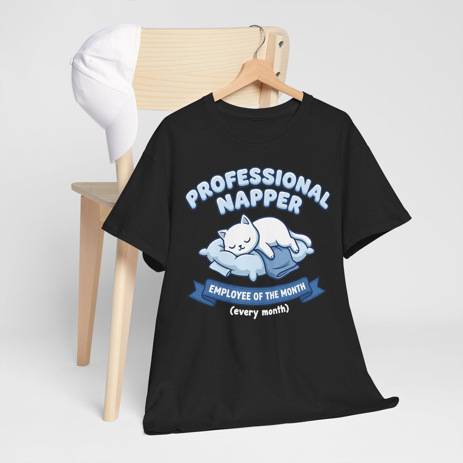 Professional Napper T‑Shirt — "Employee of the Month (Every Month)" Cat Tee