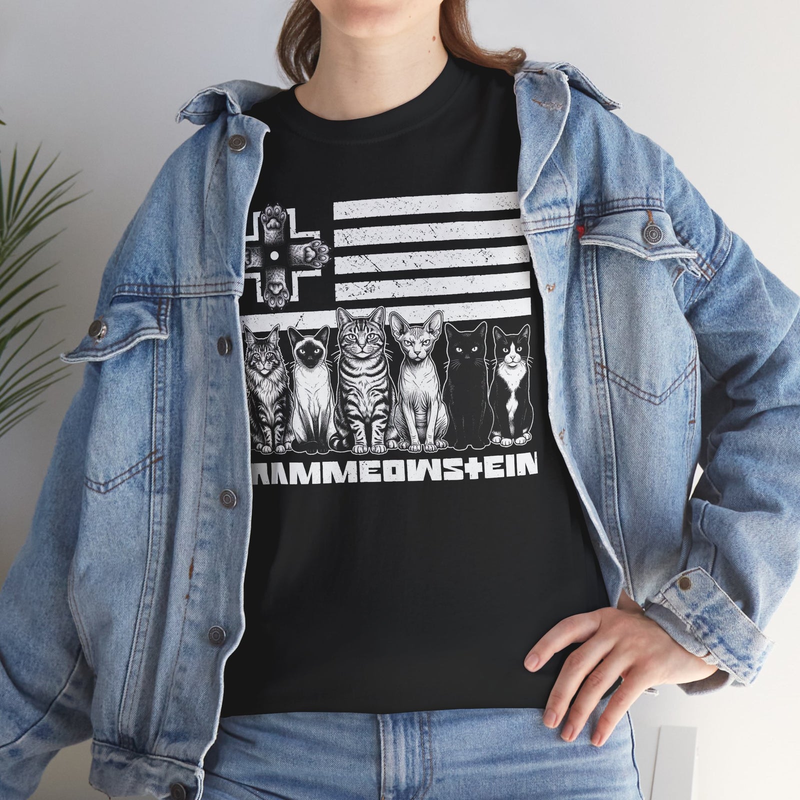 Rammowsteen Cats T-Shirt – Vintage Flag & Five Cats Graphic Tee
