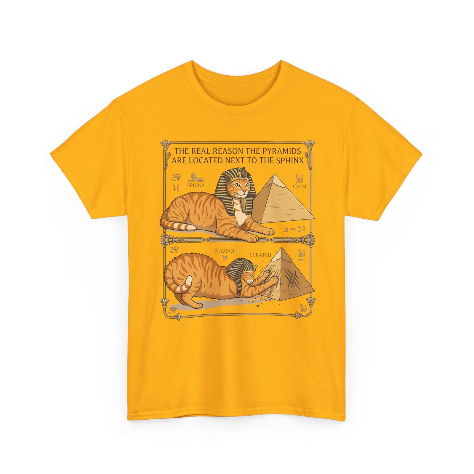 Funny Cat Pyramids Sphinx T-Shirt Ancient Egypt Scratching Design