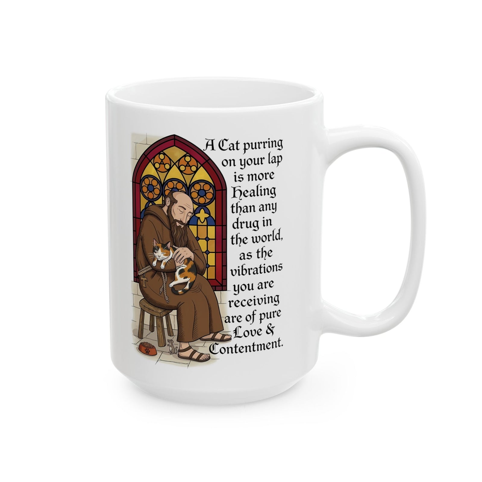 Saint Anthony the Abbot Ceramic Mug — Patron Saint of Animals with Cats Graphic