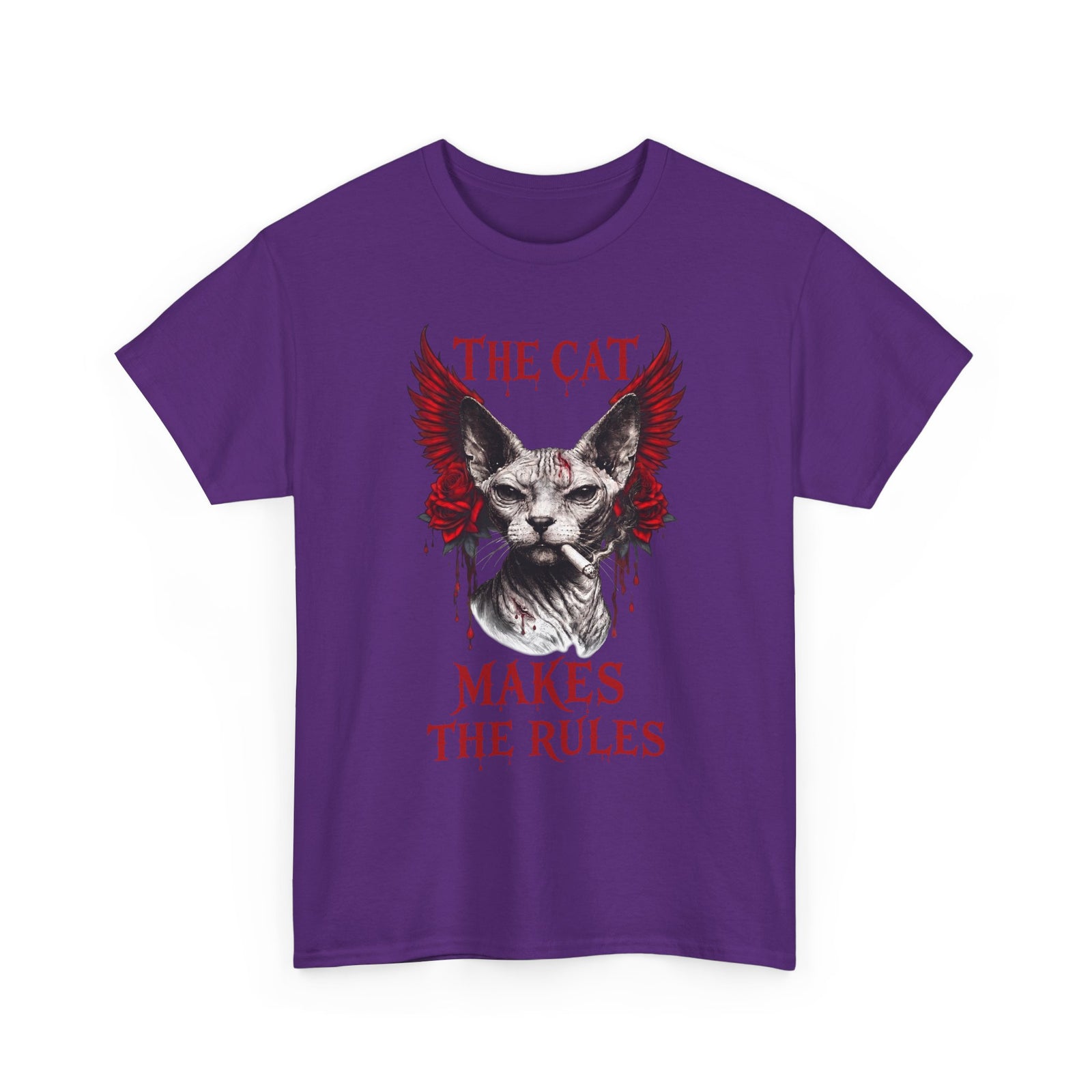 The Cat Makes The Rules T-Shirt — Funny Gothic Smoking Sphynx Tee
