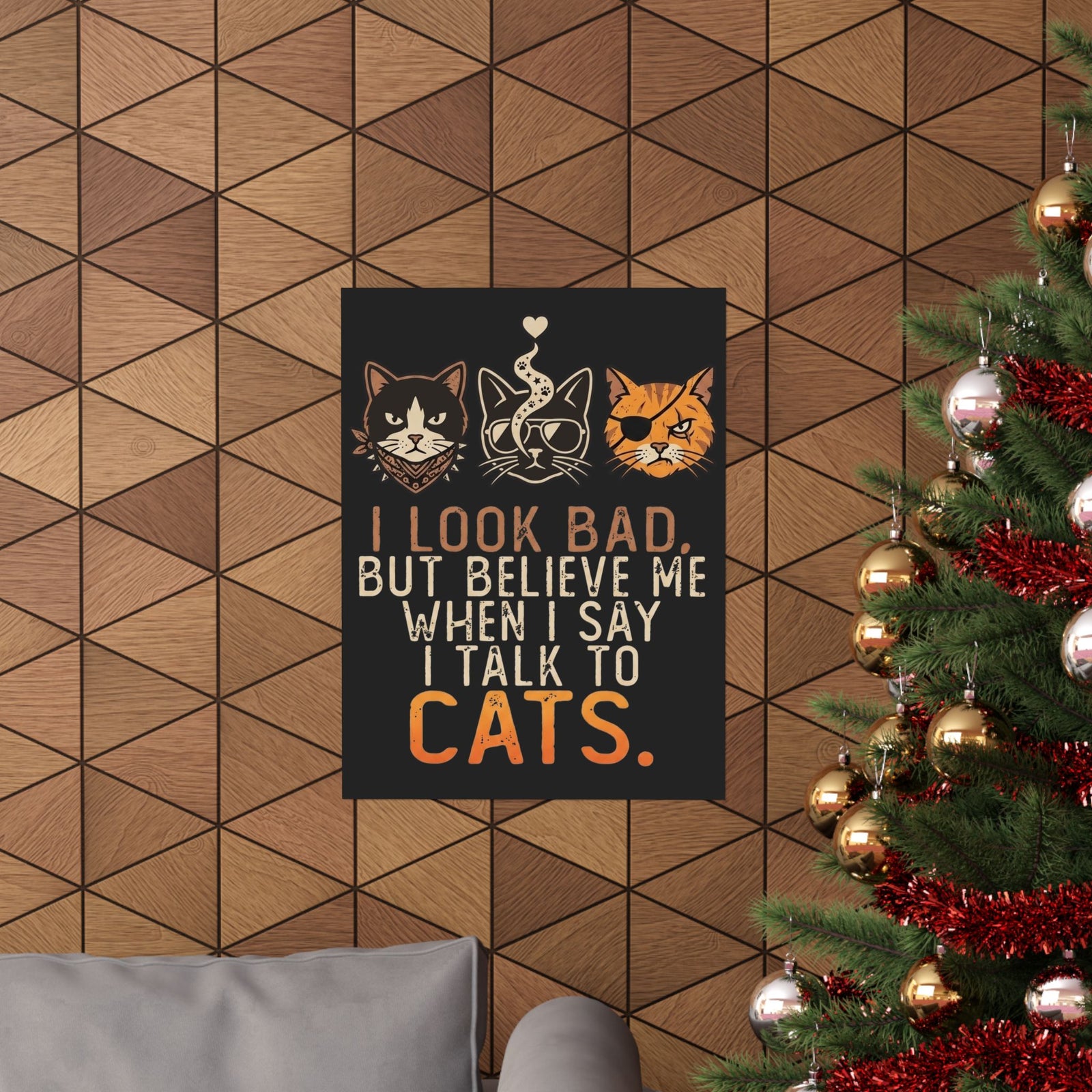 I Talk to Cats Poster – Funny Cat Lover Poster with Cat Faces