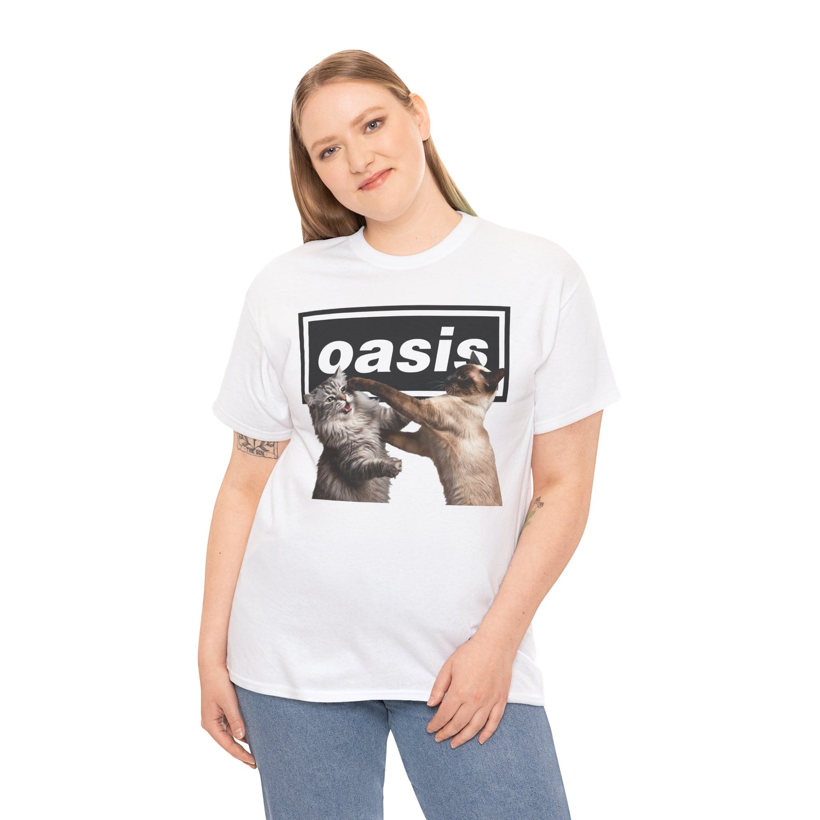 Oasis Cat Fight T-Shirt — Desert Cat Battle Graphic Tee