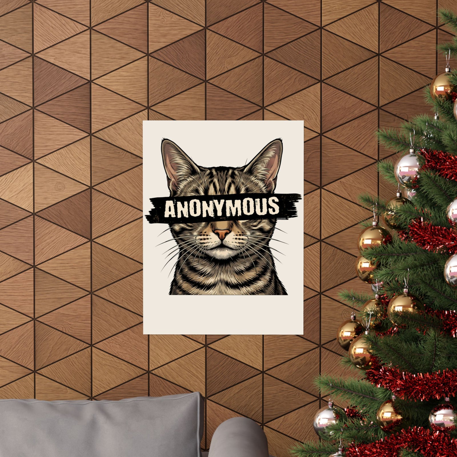 "Anonymous" Censored Cat Poster, Edgy Feline Graphic Poster