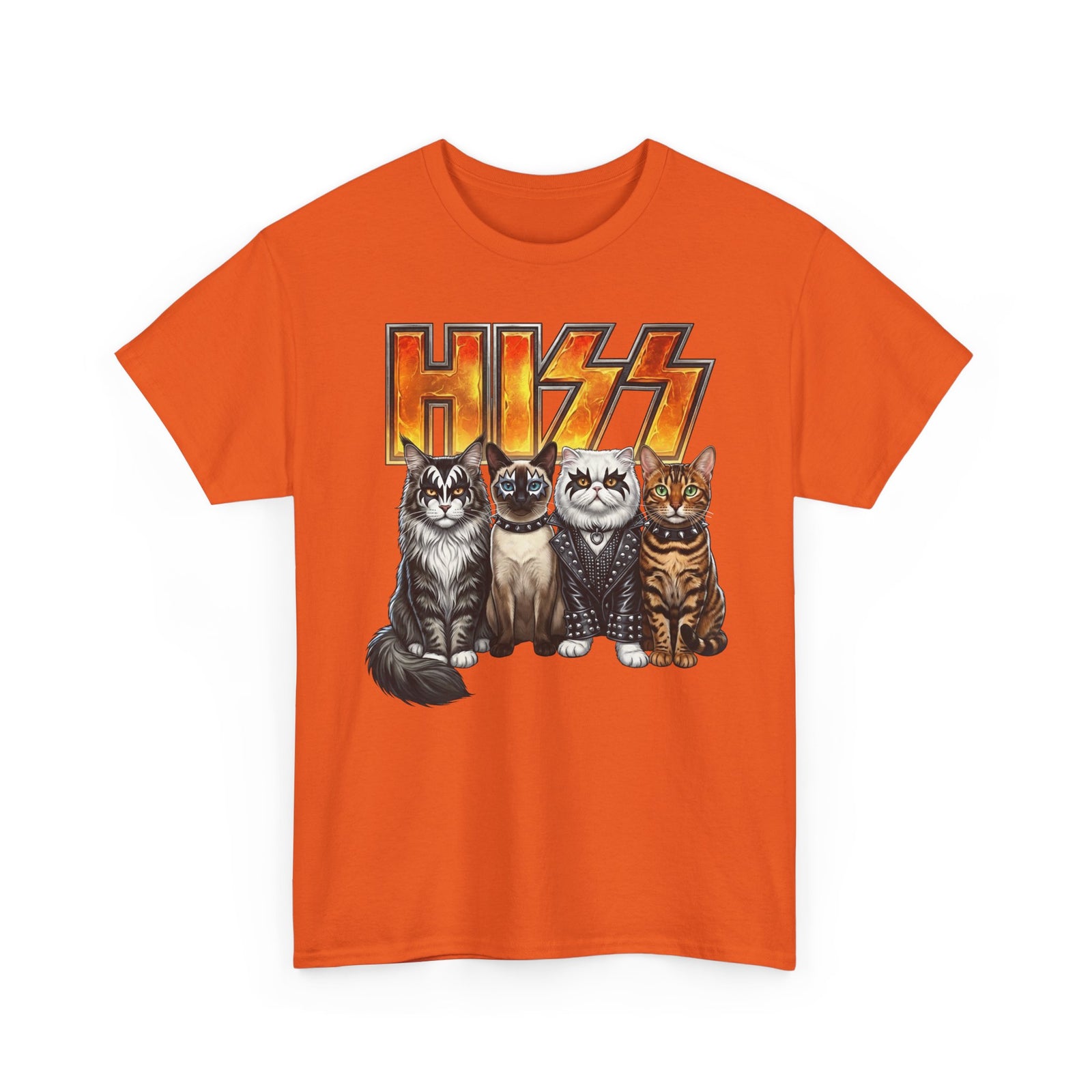 Heavy Metal Cat Hiss T-Shirt — Retro Rock Cat Graphic Tee