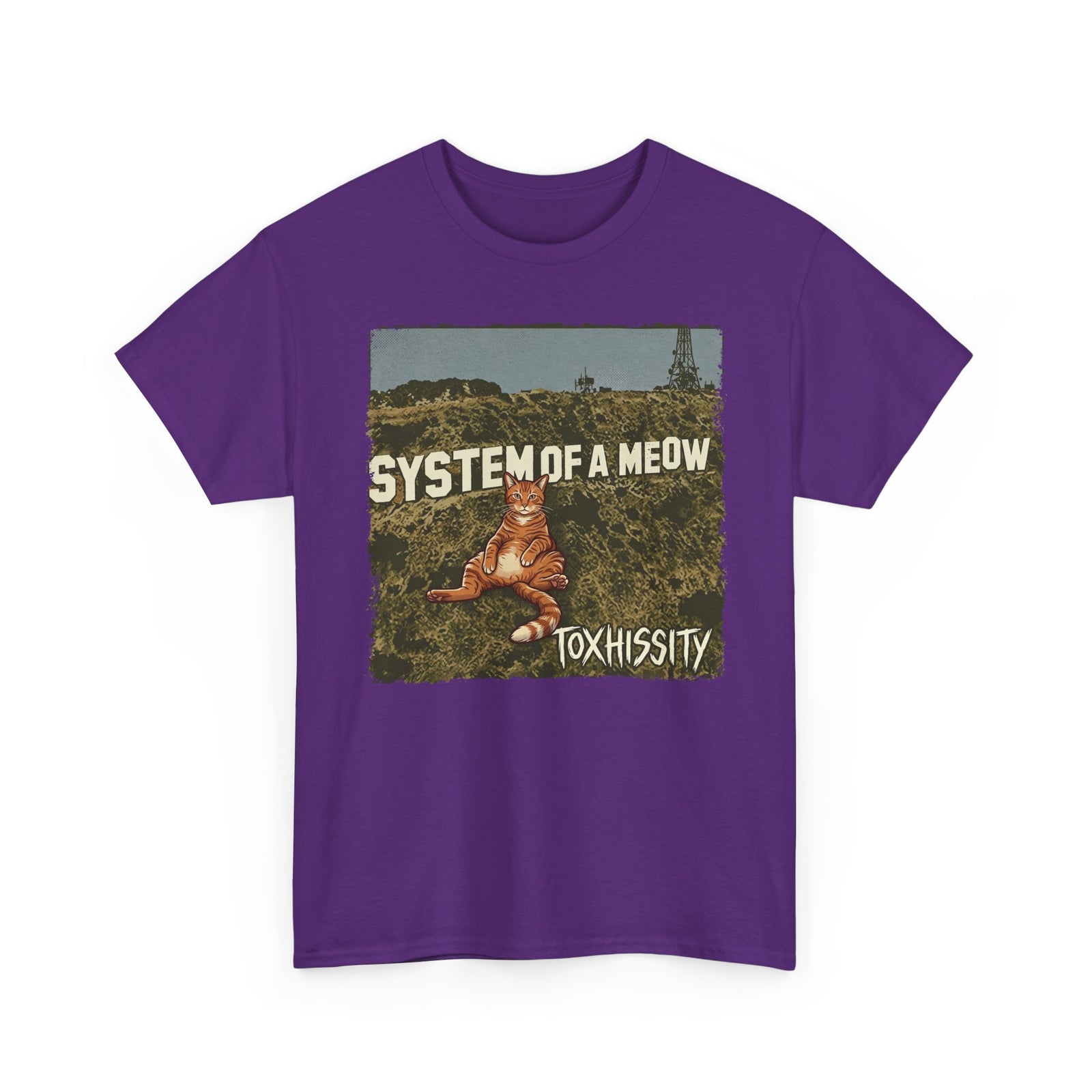 System of a Meow Cat Band Tee — "Toxhissity" Vintage Rock T-Shirt